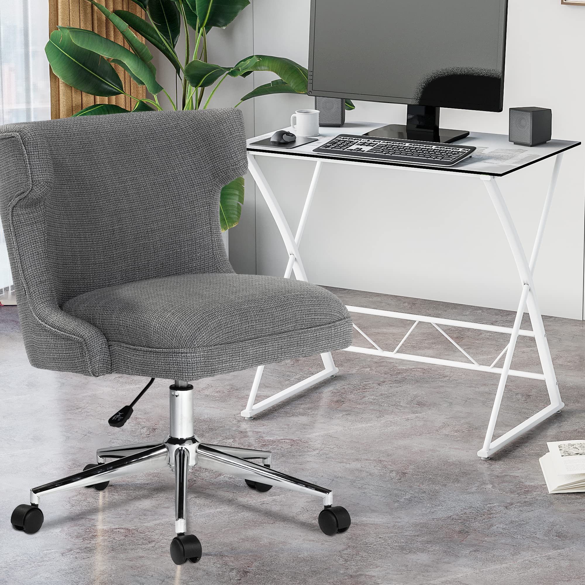 PayLessHere Ergonomic Office Chair - Mid Back Task Chair with Adjustable Height, Swivel & Rolling Wheels - Modern Computer Desk Chair for Home & Office - Dark Grey - Perfect for Workstations, Gaming & Study Spaces