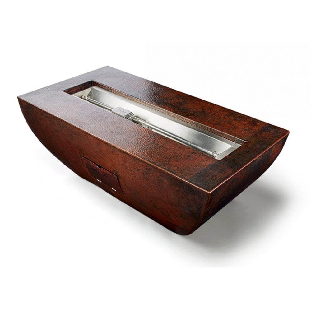 47 Inch Rectangular Copper Gas Fire Pit Bowl - Outdoor Patio Heater for Backyard, Garden, and Poolside Gatherings