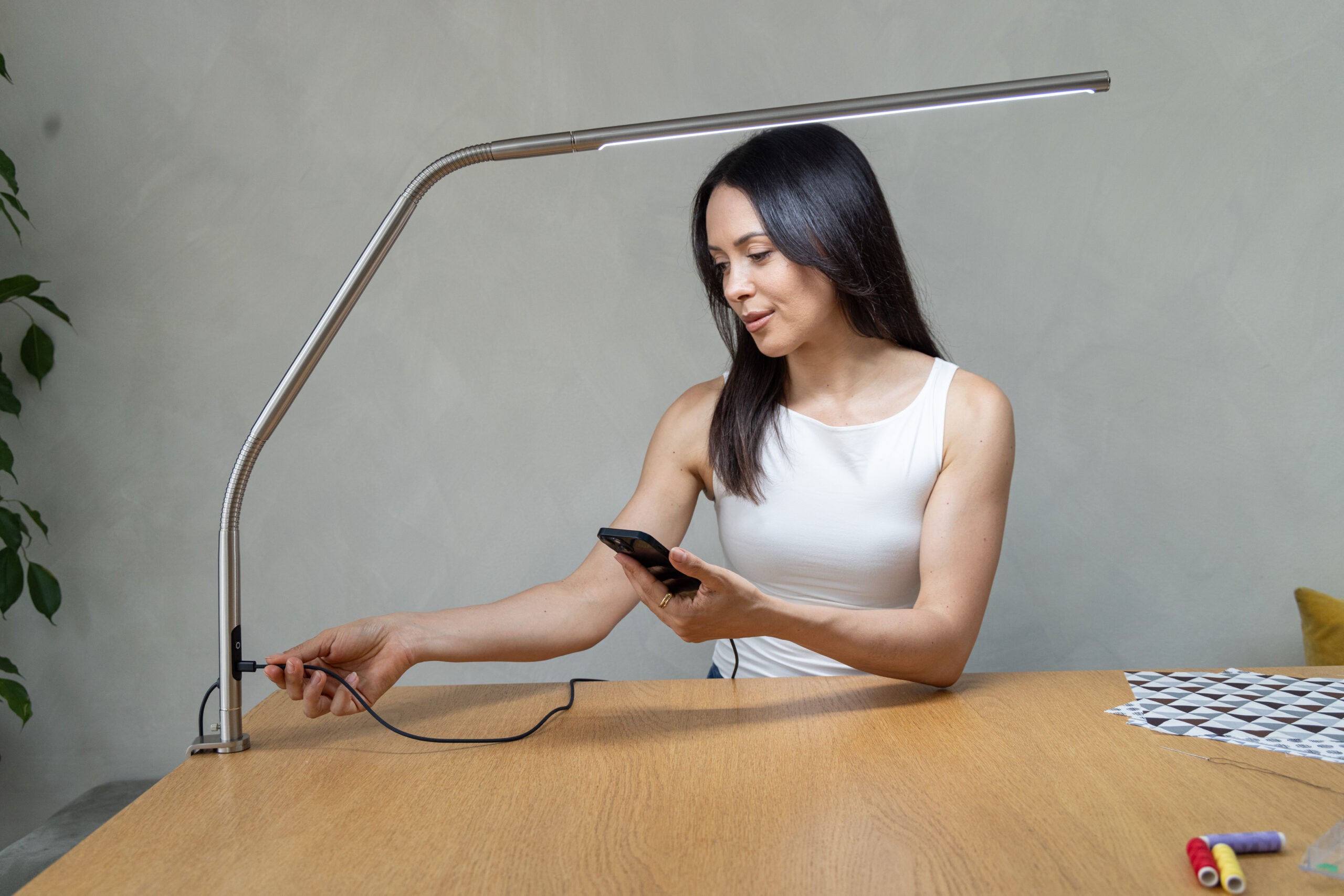 Slimline 4 Table Lamp with Daylight LED - Modern Desk Lamp for Home Office, Reading & Bedroom Lighting