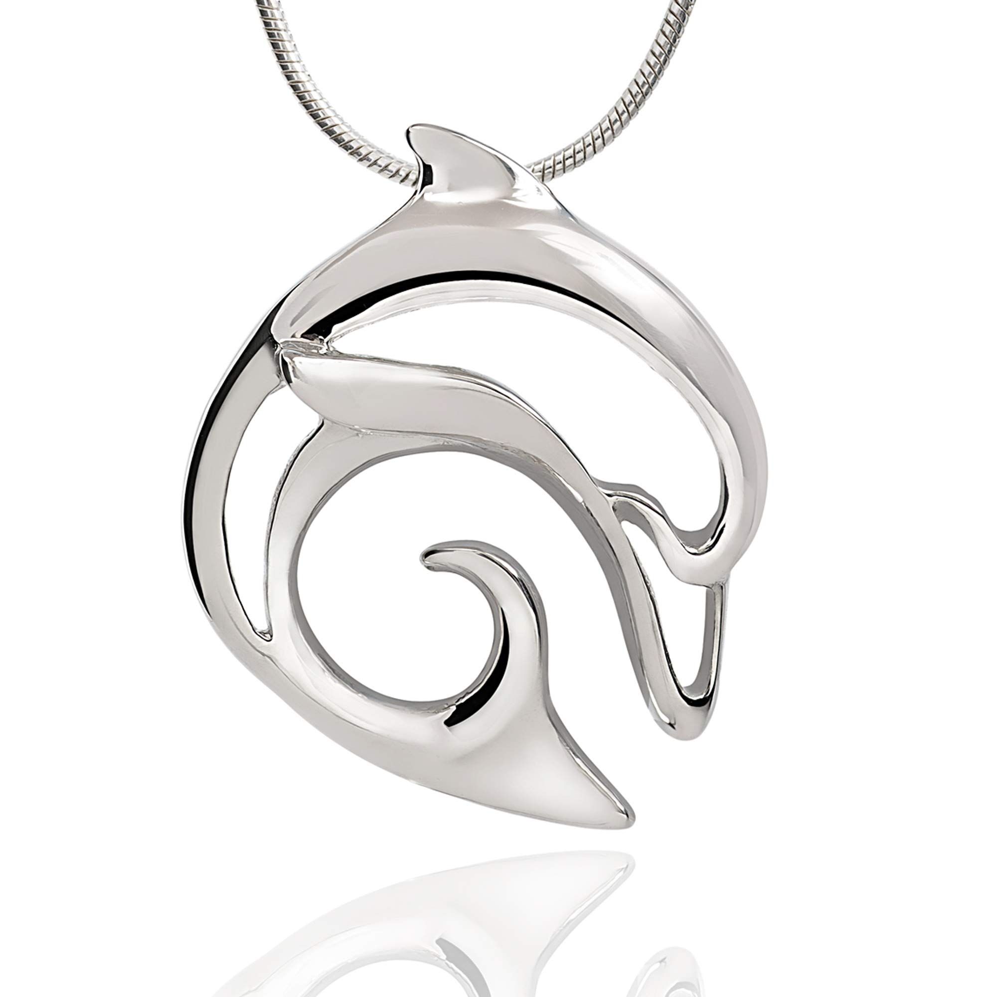 Dolphin Necklace for Women - 925 Sterling Silver Pendant Jewelry - Perfect Gift for Beach Lovers & Ocean Enthusiasts