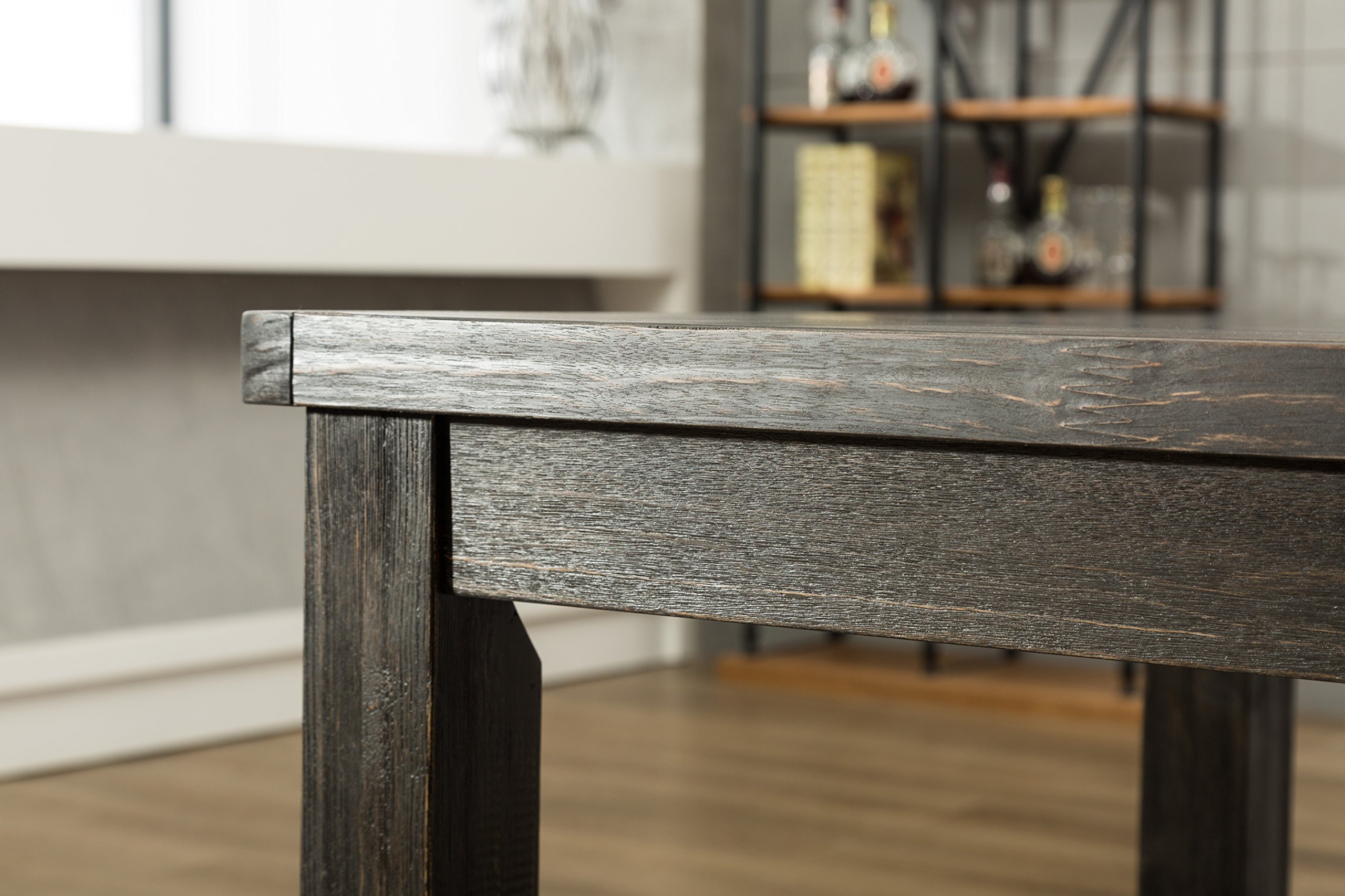 Roundhill Furniture Lotusville Antique Rectangular Wood Dining Table - Solid Wood Farmhouse Style Kitchen Table for 6 - Perfect for Dining Rooms, Kitchens & Rustic Home Decor