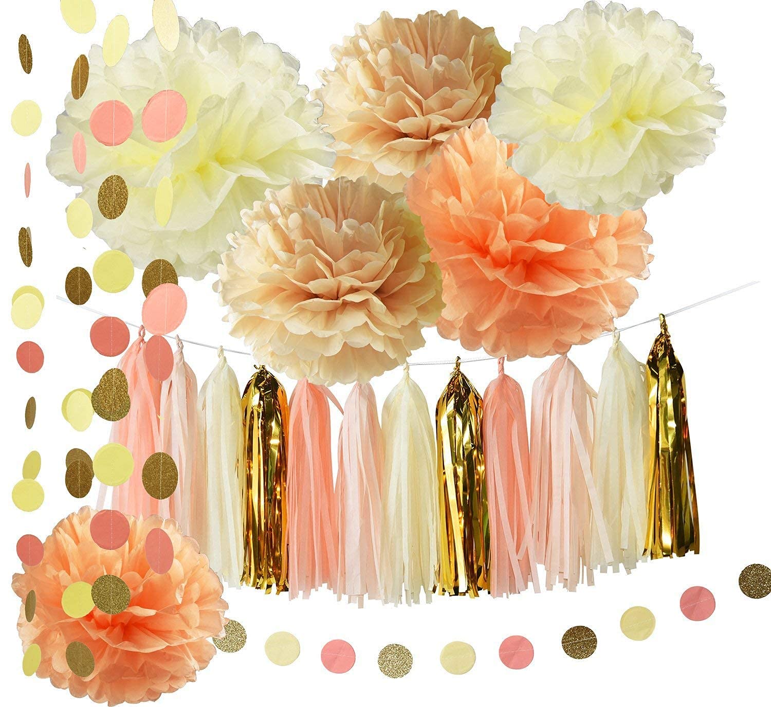 Peach Birthday Party Decorations - Rustic Baby Shower, Boho Bridal Shower & Autumn Fall Party Supplies | Sweet as a Peach Theme for Gender Reveal, 1st Birthday & Wedding Showers | Perfect for Indoor/Outdoor Events
