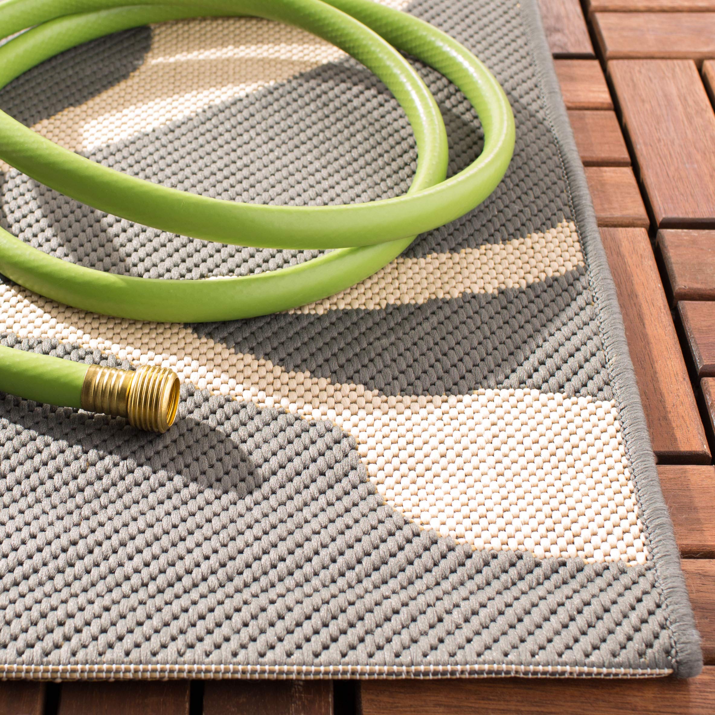 SAFAVIEH Courtyard Collection 8' x 10' Anthracite/Beige Indoor Outdoor Rug - Waterproof, Easy Clean, Non-Slip - Perfect for Patio, Backyard, Mudroom, Deck & Poolside Areas