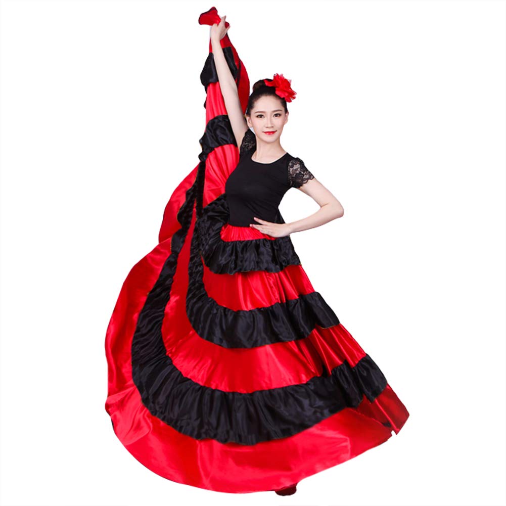 Lontakids Women's Spanish Bull Dance Skirt - Big Swing Flamenco Belly Dance Costume for Performances, Parties & Festivals