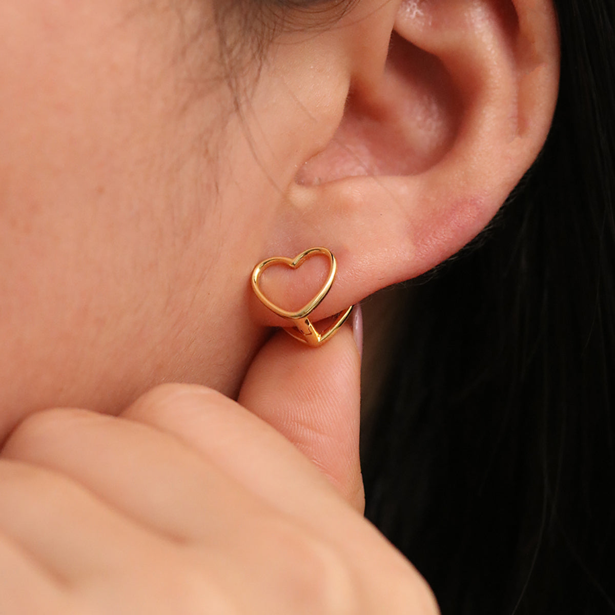 Heart Silhouette Huggie Earrings for Women - Dainty Gold Hoop Earrings for Everyday Wear | Perfect for Valentine's Day, Date Night & Gifts