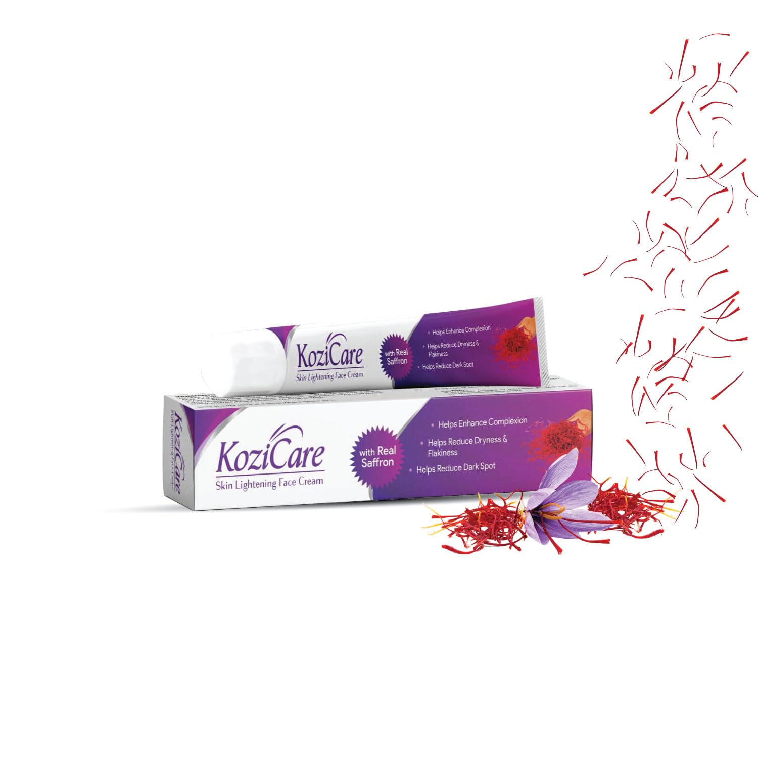Kozicare Kojic Acid Whitening Cream with Saffron - Brightening Face Cream for Tan Removal & Glowing Skin - Non-Greasy, Lightweight Formula for Men & Women - Pack of 2 (15g Each) - Perfect for Daily Skincare Routine & Dark Spot Correction