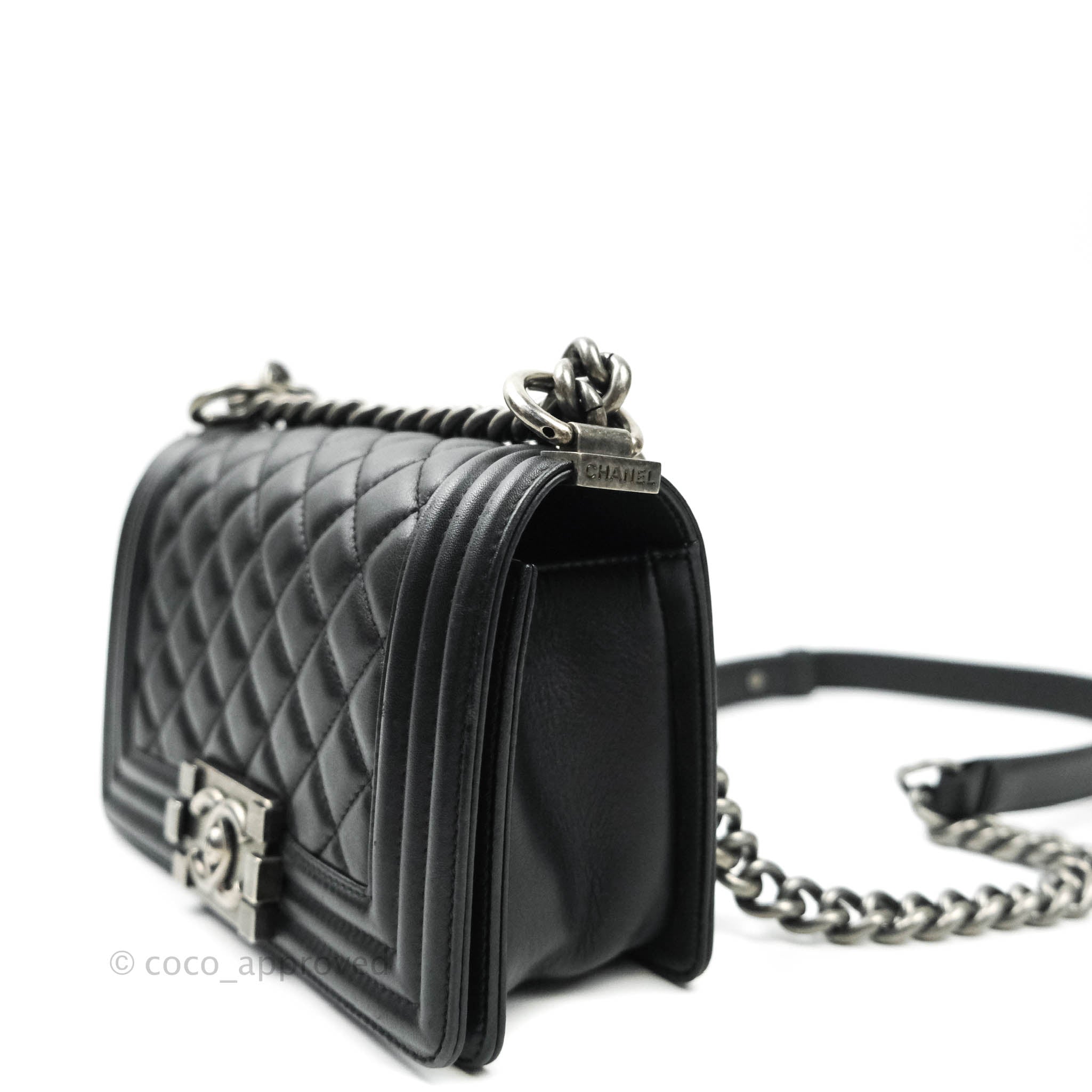Chanel Boy Small Handbag Black Calfskin Leather Ruthenium Hardware - Luxury Crossbody Bag for Women, Perfect for Evening Parties & Date Nights