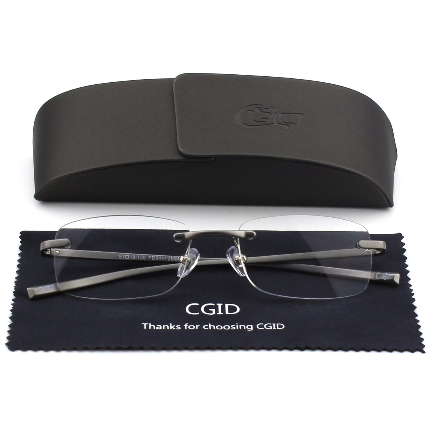 Unisex Lightweight Rimless Frameless Rectangle Reading Glasses +1.00 - Spring Hinge Fashion Readers for Men & Women - Perfect for Reading, Office Work, and Daily Use