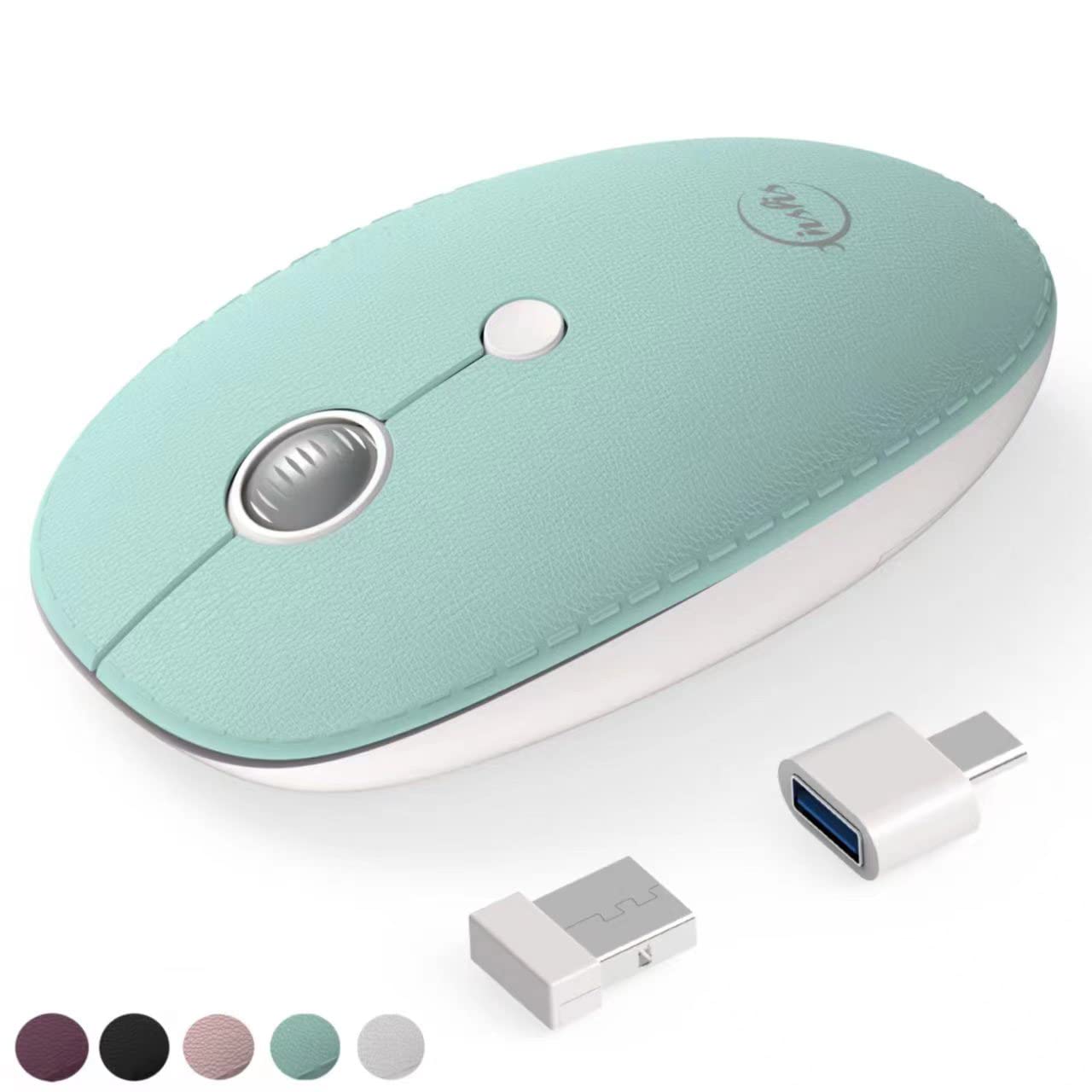 Premium 2.4G Wireless Mouse for Laptop - Ergonomic Aluminum Alloy Computer Mouse with 3 Adjustable DPI Levels & Luxury Leather Finish (Blue) - Perfect for Office Work, Gaming, and Travel Use