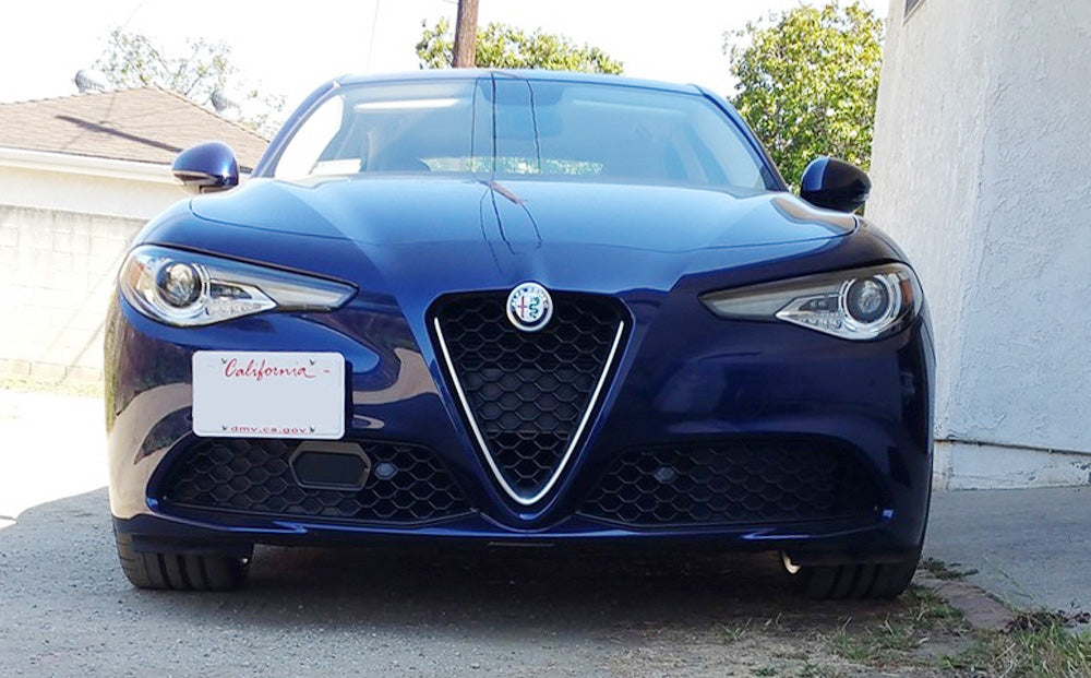 2017-2023 Alfa Romeo Giulia Front Bumper Tow Hook License Plate Mount Bracket - No Drill Installation for Custom Car Styling & Track Day Compliance