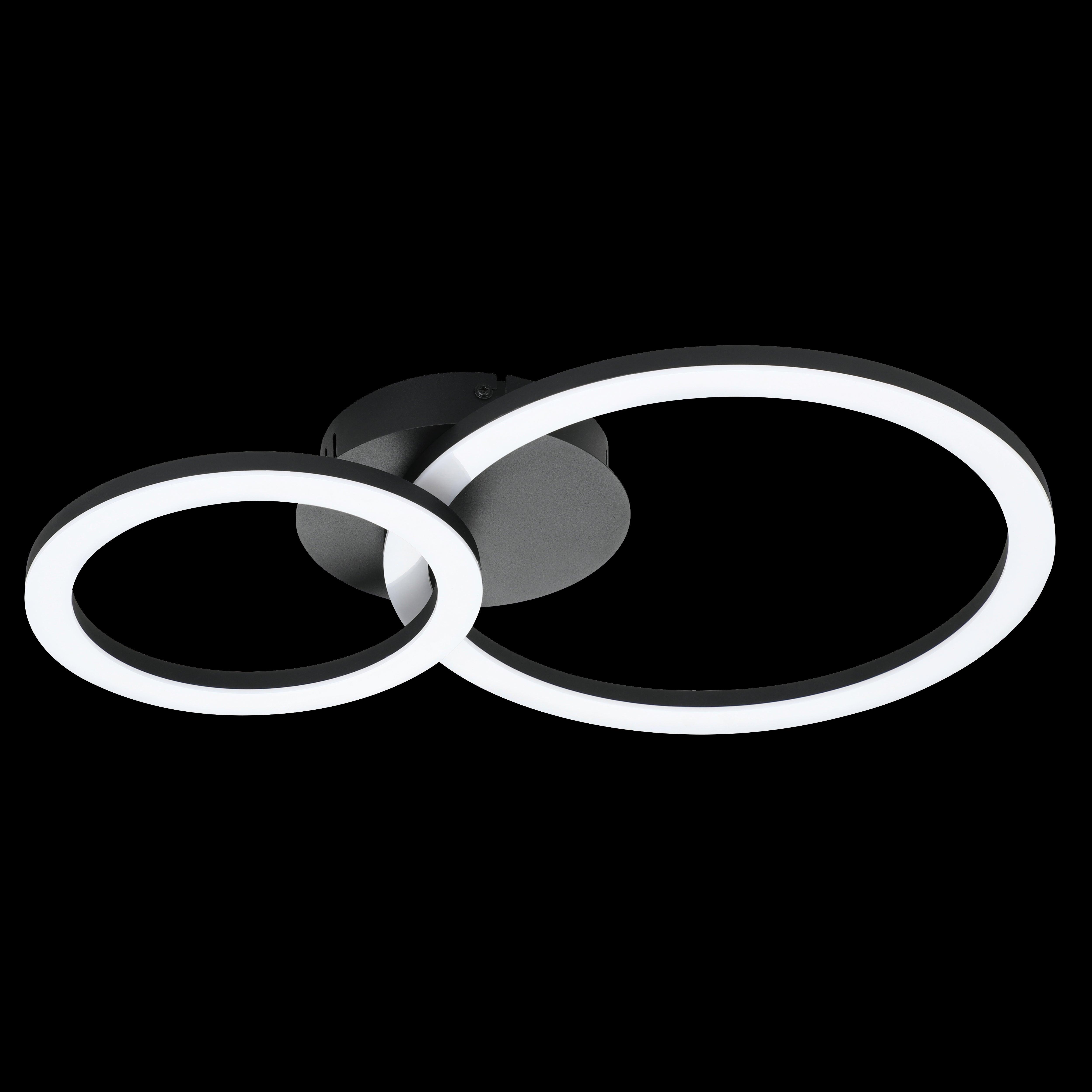 Eglo Connect Parrapos Z Smart LED Flush Mount Light - 2 Circle Design in Black & White - Perfect for Modern Living Rooms, Kitchens, and Bedrooms