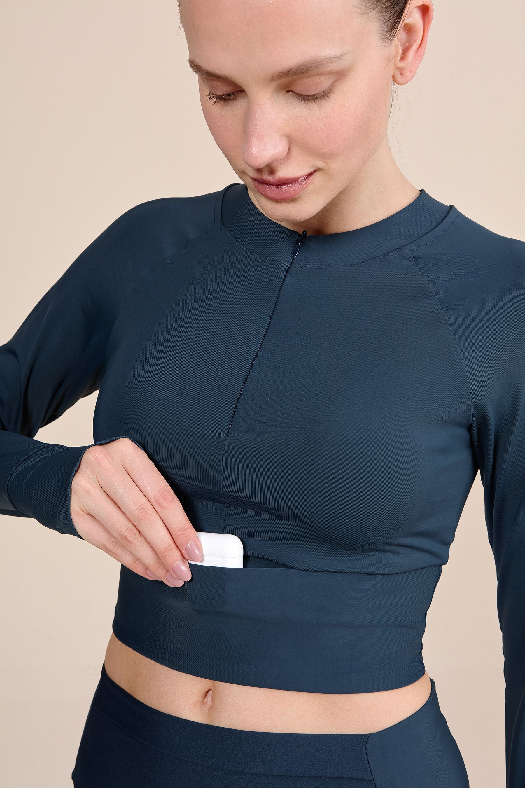 Race Pro® Tule Cropped Long Sleeve Top - Women's Athletic Workout Shirt for Running, Yoga & Gym - Breathable Performance Activewear