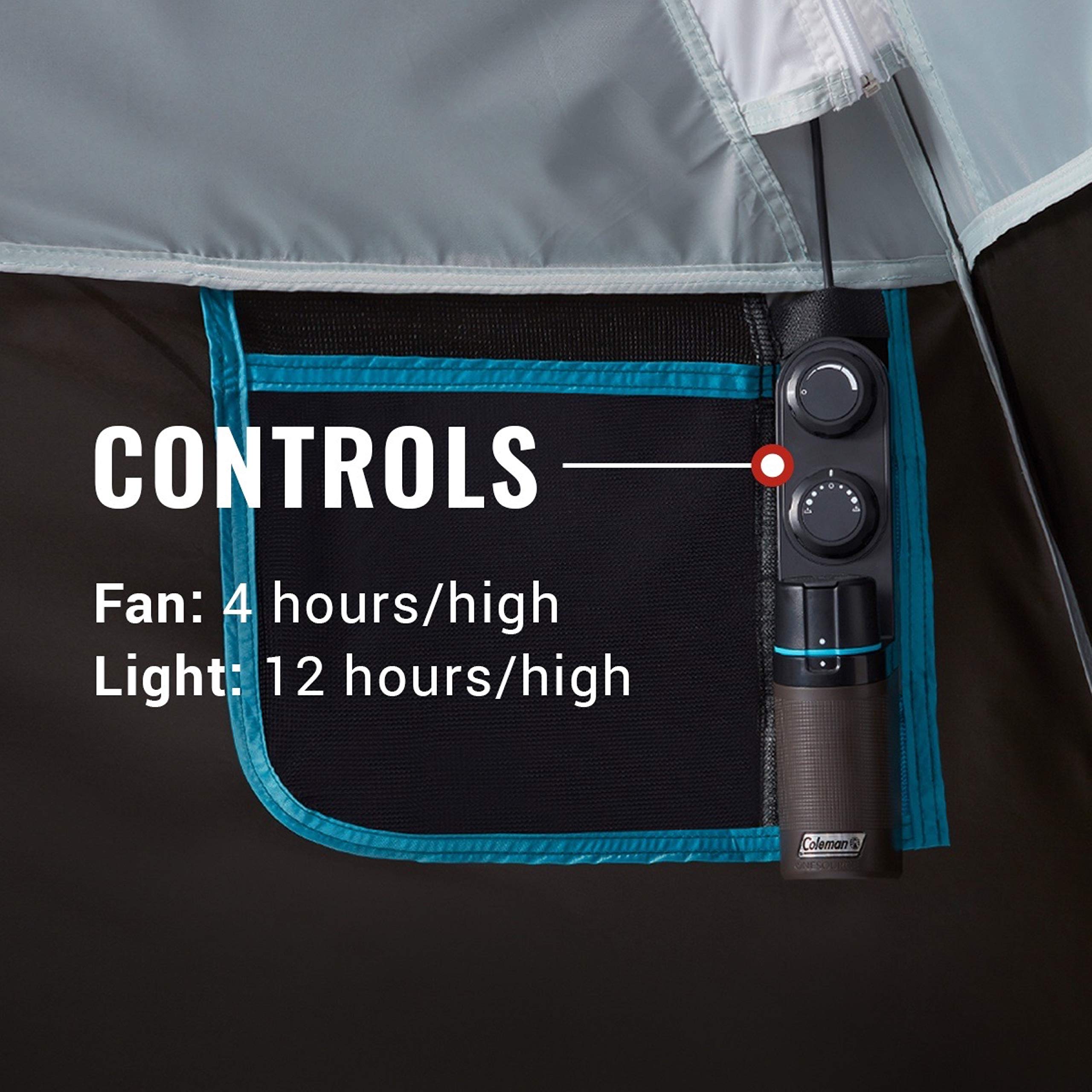 Coleman OneSource Rechargeable 4/6 Person Camping Tent with Airflow System & LED Lighting - Includes Rainfly, Tent Fan, Lights, and Interchangeable Battery Pack - Easy Setup Tent for Family Camping, Hiking, and Outdoor Adventures