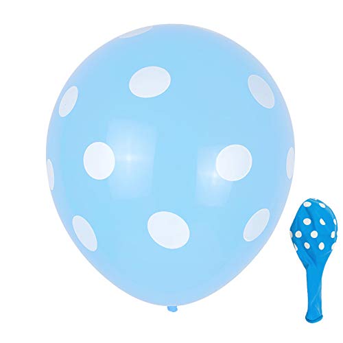12 Inch Latex Polka Dot Balloons - 100 Pack Multicolor Party Decorations for Birthday, Festival, Baby Shower & Wedding Decor (Light Blue) | Premium Quality Balloons for Indoor/Outdoor Events & Party Supplies