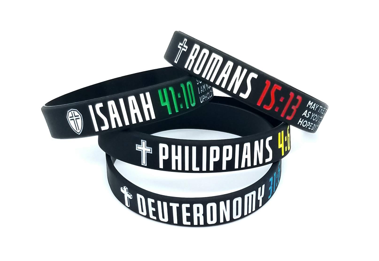 8-Pack Christian Bible Verses Silicone Bracelets - Religious Rubber Wristbands for Men & Women - Peace Strength Faith Joy Inspirational Gifts - Perfect for Church Groups, Bible Study & Daily Encouragement