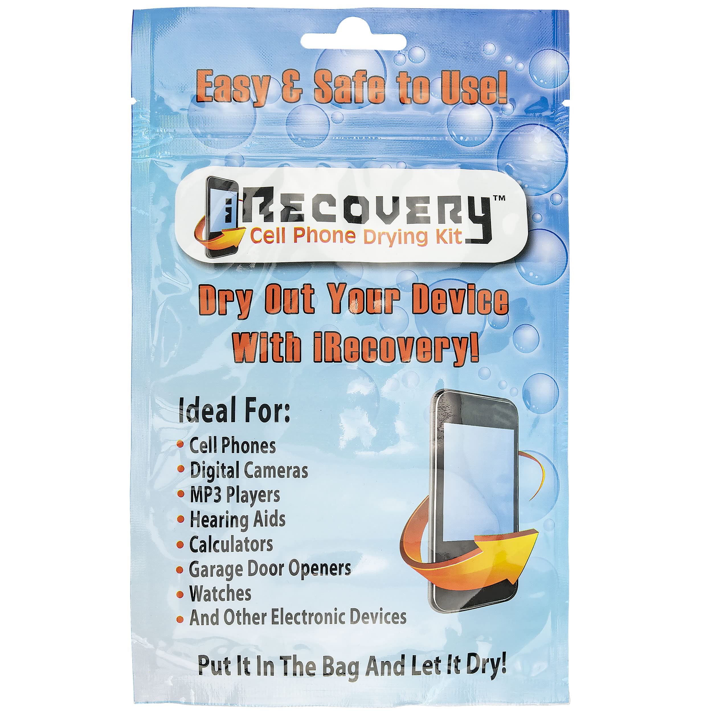 iRecovery Water Damage Rescue Kit - Fast Drying for Wet iPhone, Samsung, Smartphones, Smartwatches, AirPods & Electronics - Save Devices from Liquid Damage | Perfect for Pool, Beach & Rainy Day Accidents