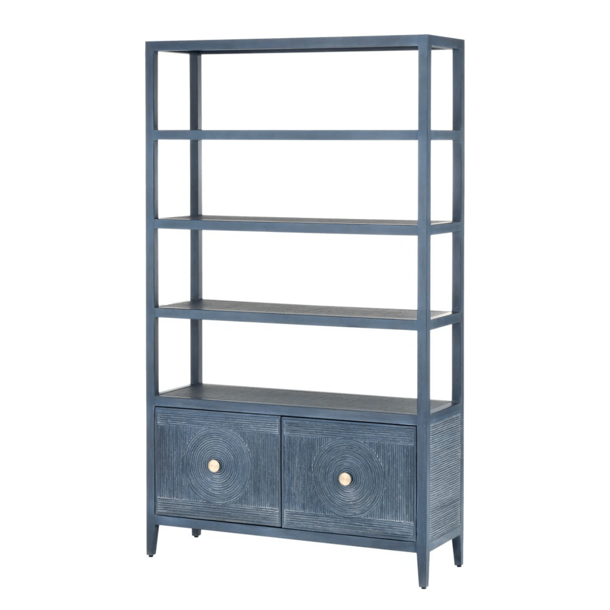 Vintage Navy Etagere Shelf - Rustic Wood Bookcase for Living Room, Bedroom & Office Storage - Perfect for Displaying Books, Decor & Collectibles