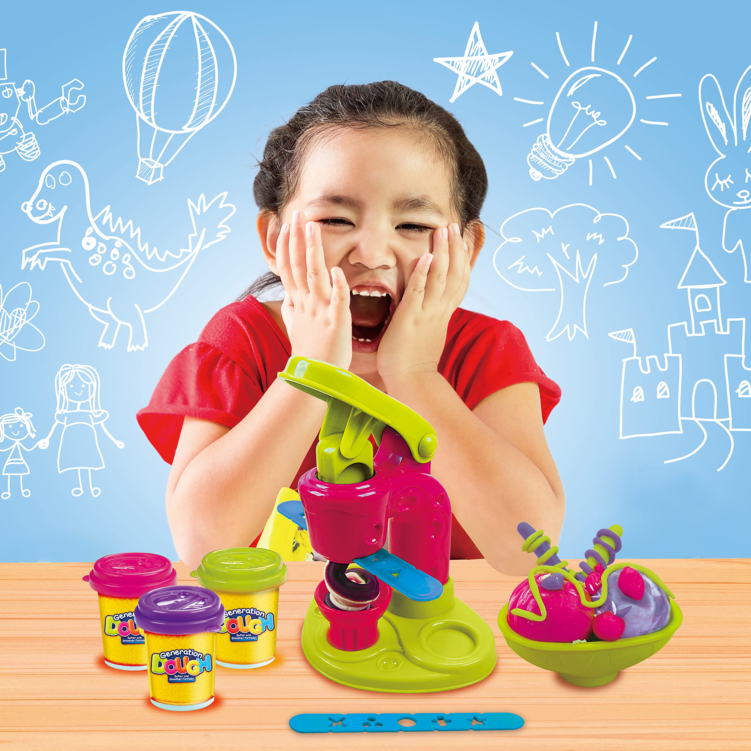 DOM Ice Cream Maker Dough Kit - Standard Size with Multiple Colors | Perfect for DIY Ice Cream, Baking, and Kids' Kitchen Play Activities