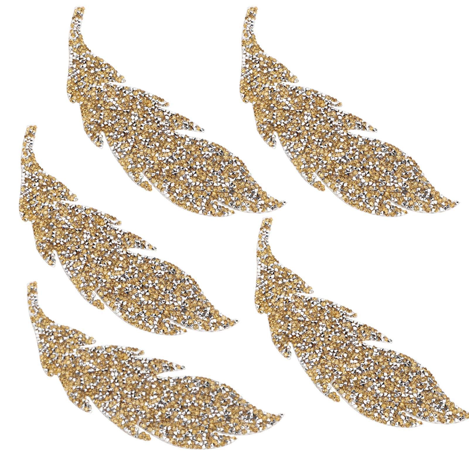 03 Leaf Pattern Hot Rhinestones Sticker - Crystal Yellow Decorative Stickers for Luggage, Belts & Accessories | Stylish, Anti-Rust & Waterproof | Perfect for Travel Bags, Suitcases & Fashion DIY Projects