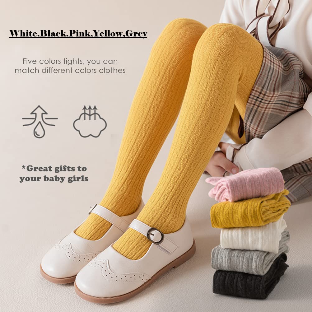 Bafeicao 3/4/5 Pack Baby Girls Cable Knit Tights - Soft Cotton Leggings & Stockings for Toddlers - Perfect for Winter, School, Playdates & Family Photos