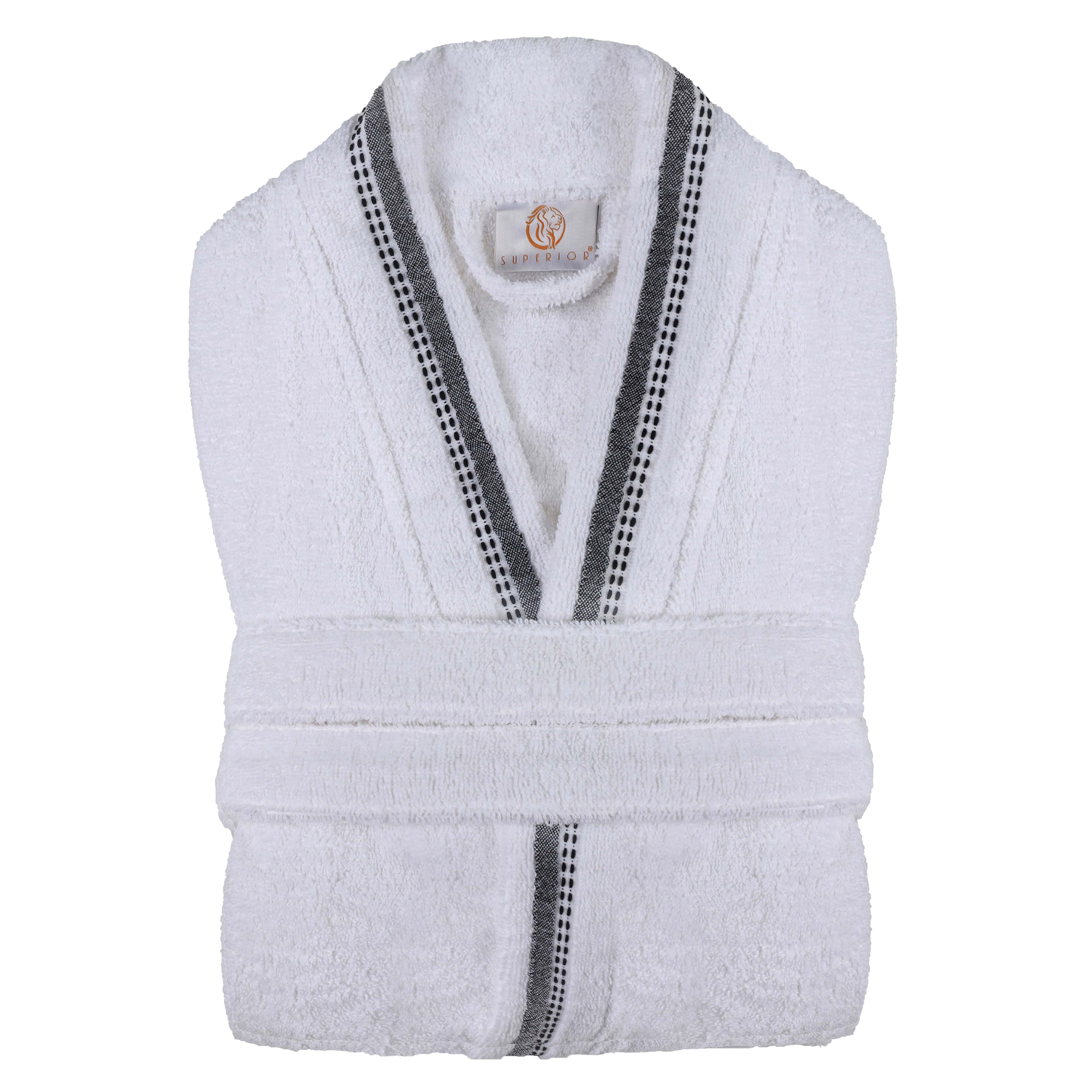 Unisex Cotton Terry Kimono Bathrobe with Embroidery - Soft & Absorbent Bath Robe for Spa, Hotel, Home Relaxation & Gift Giving