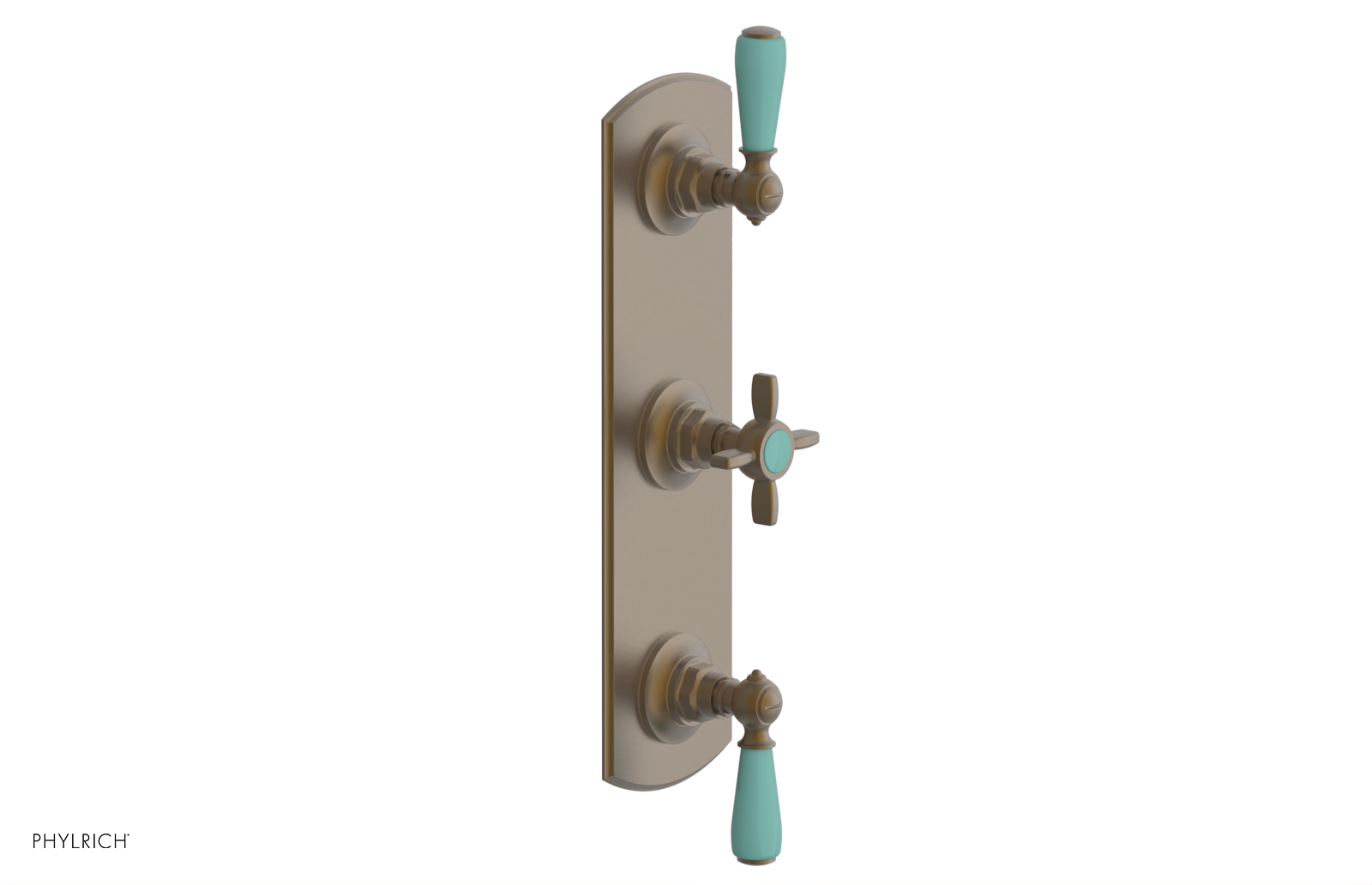Jamestown Thermostatic Shower Valve with Dual Volume Control - Turquoise Accents (Model 4-740) for Modern Bathroom Renovations & Luxury Spa Experience