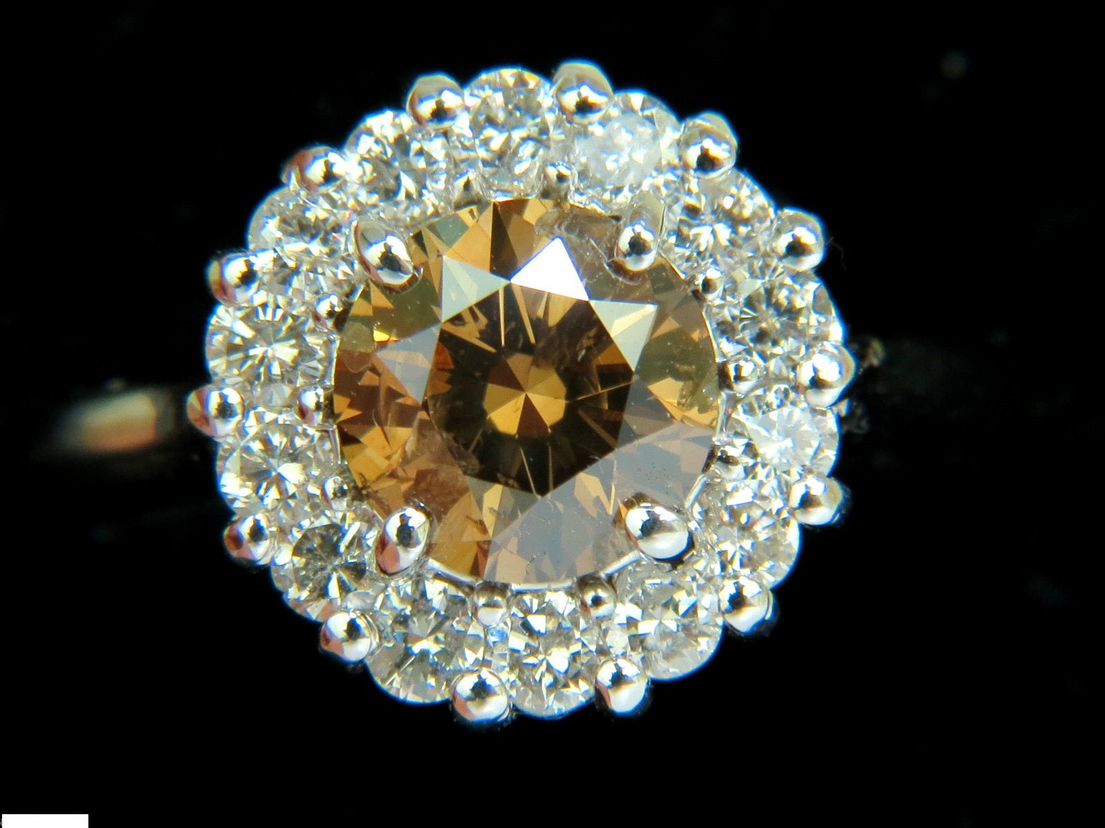 2.01CT Natural Fancy Orange Brown Diamond Cluster Halo Ring - G/VS Full Cuts - Elegant Engagement, Wedding & Anniversary Jewelry Gift