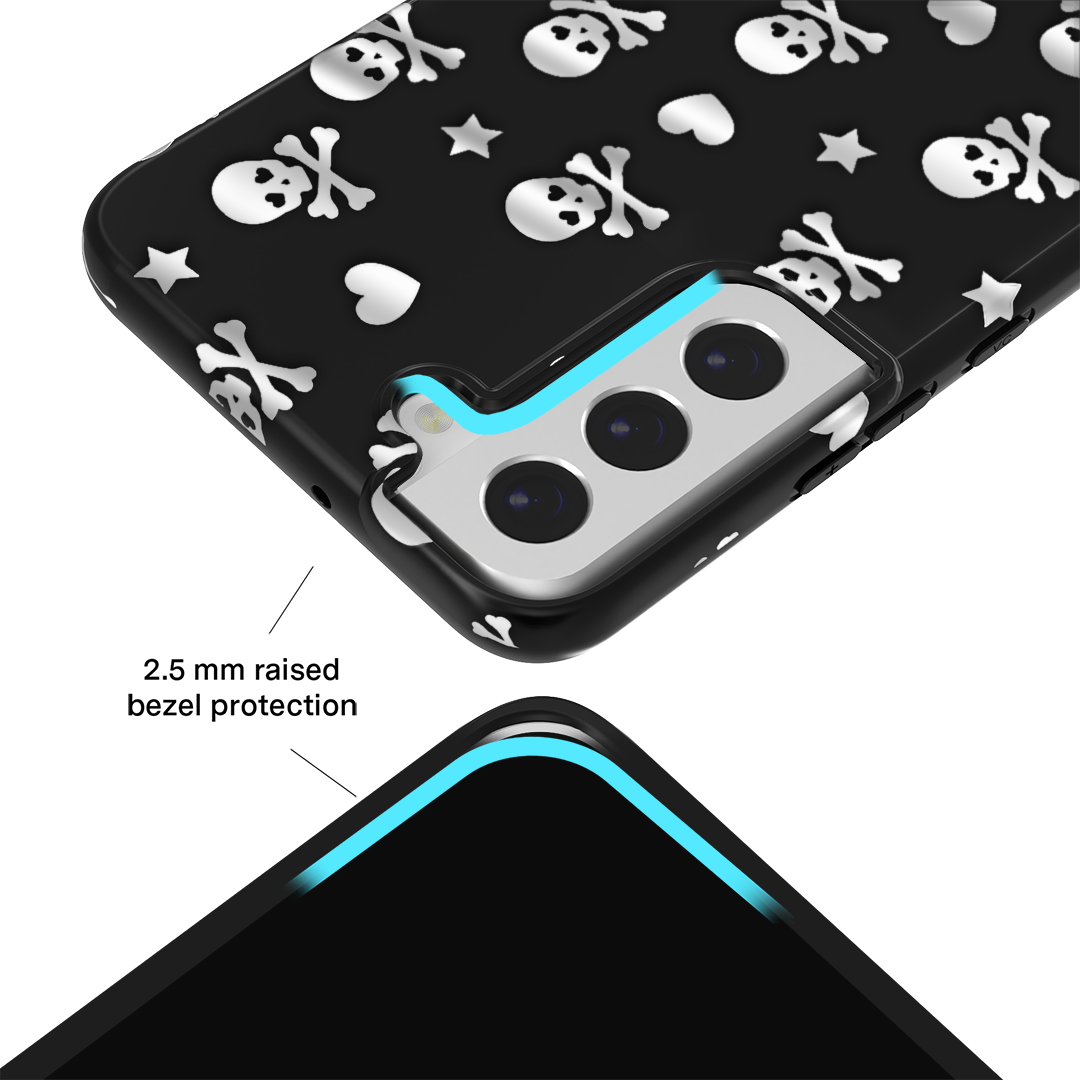 Stylish Chrome Skull Design Samsung Phone Case - Durable Protection for Galaxy S21/S20/Note 20 - Perfect for Halloween, Gothic Fashion & Motorcycle Enthusiasts