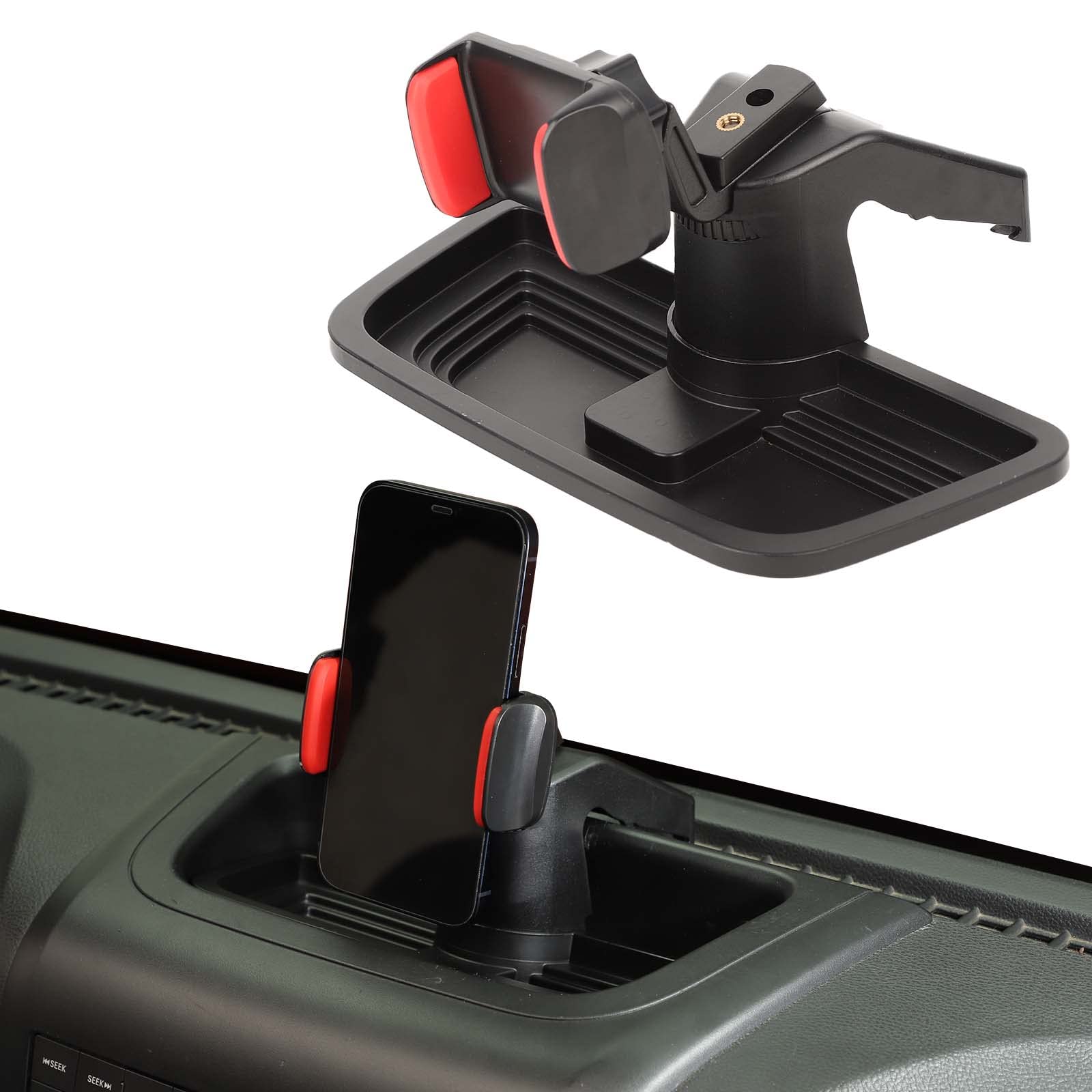 Upgraded Black Voodonala Jeep JK Phone Holder with Storage - Universal Dash Mount for 2011-2018 Jeep Wrangler JK/JKU - Perfect for Off-Roading & Daily Commutes