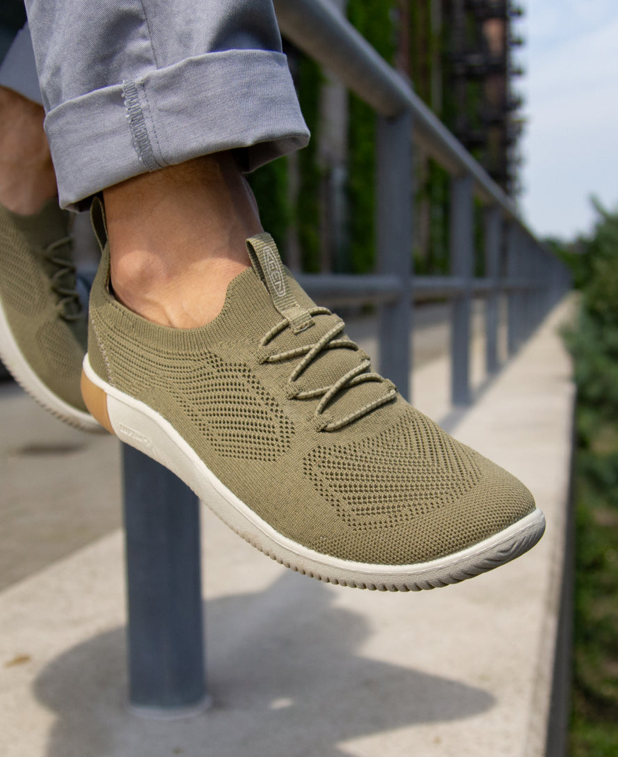 Men's KNX Knit Sneakers - Lightweight Comfortable Walking Shoes | Martini Olive/Plaza Taupe Color | Perfect for Casual Wear, Gym & Outdoor Activities