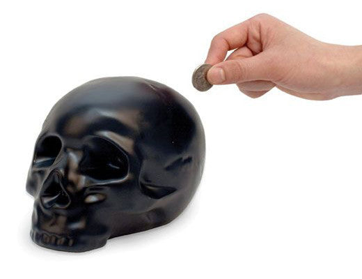 Kikkerland Skull Coin Bank - Unique Money Saving Piggy Bank for Collectors & Gifts | Perfect for Halloween Decor, Home Office, and Kids' Savings