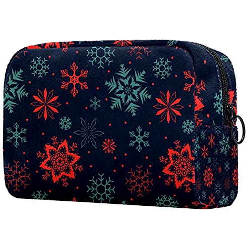 Large Black Travel Makeup Bag for Women - Waterproof Cosmetic Organizer with Snowflake Design - Perfect for Winter Travel, Gifts & Toiletry Storage