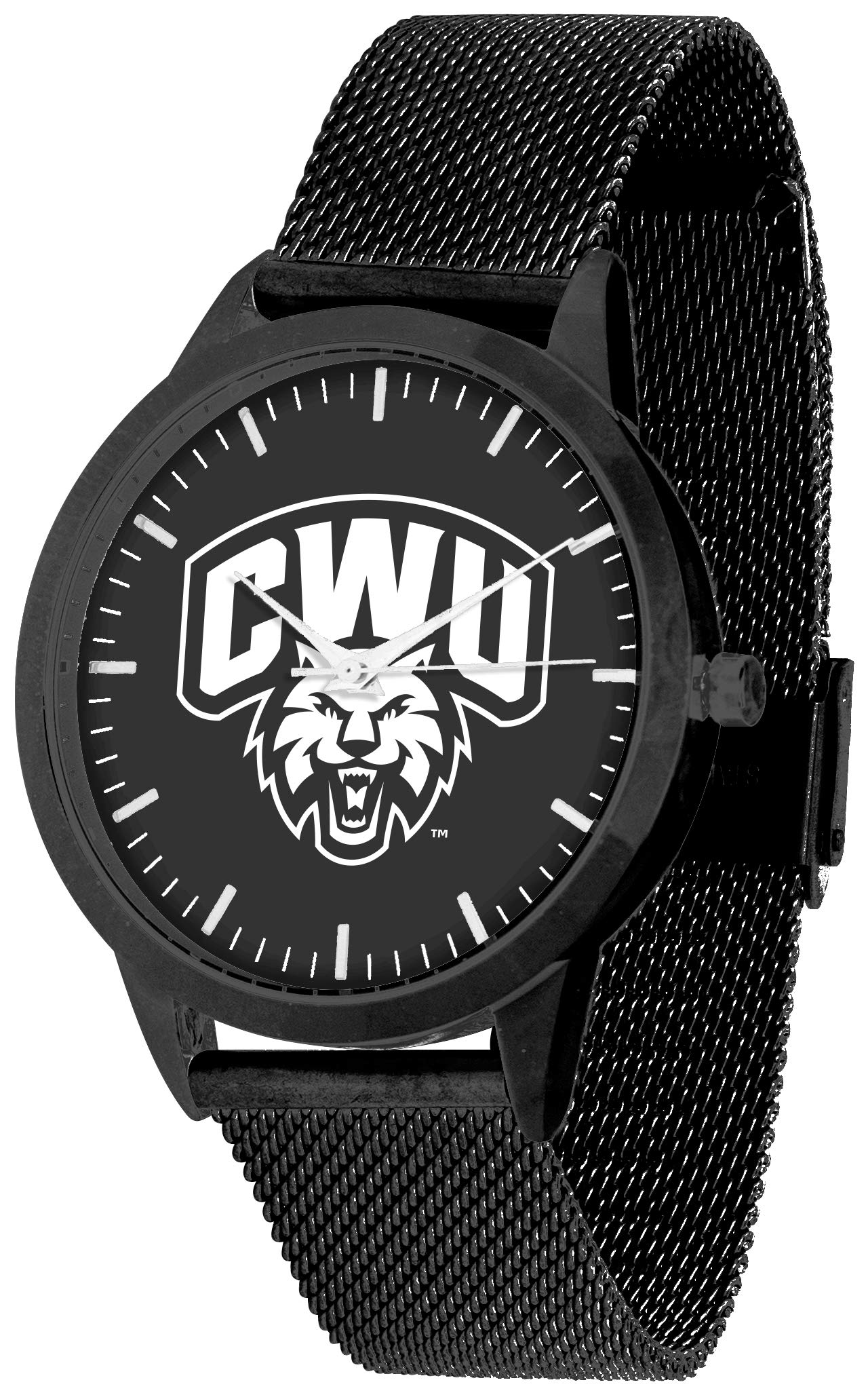 Central Washington Wildcats Mesh Statement Watch - Black Band & Dial - Stylish & Durable for Casual, Office & Sports Wear
