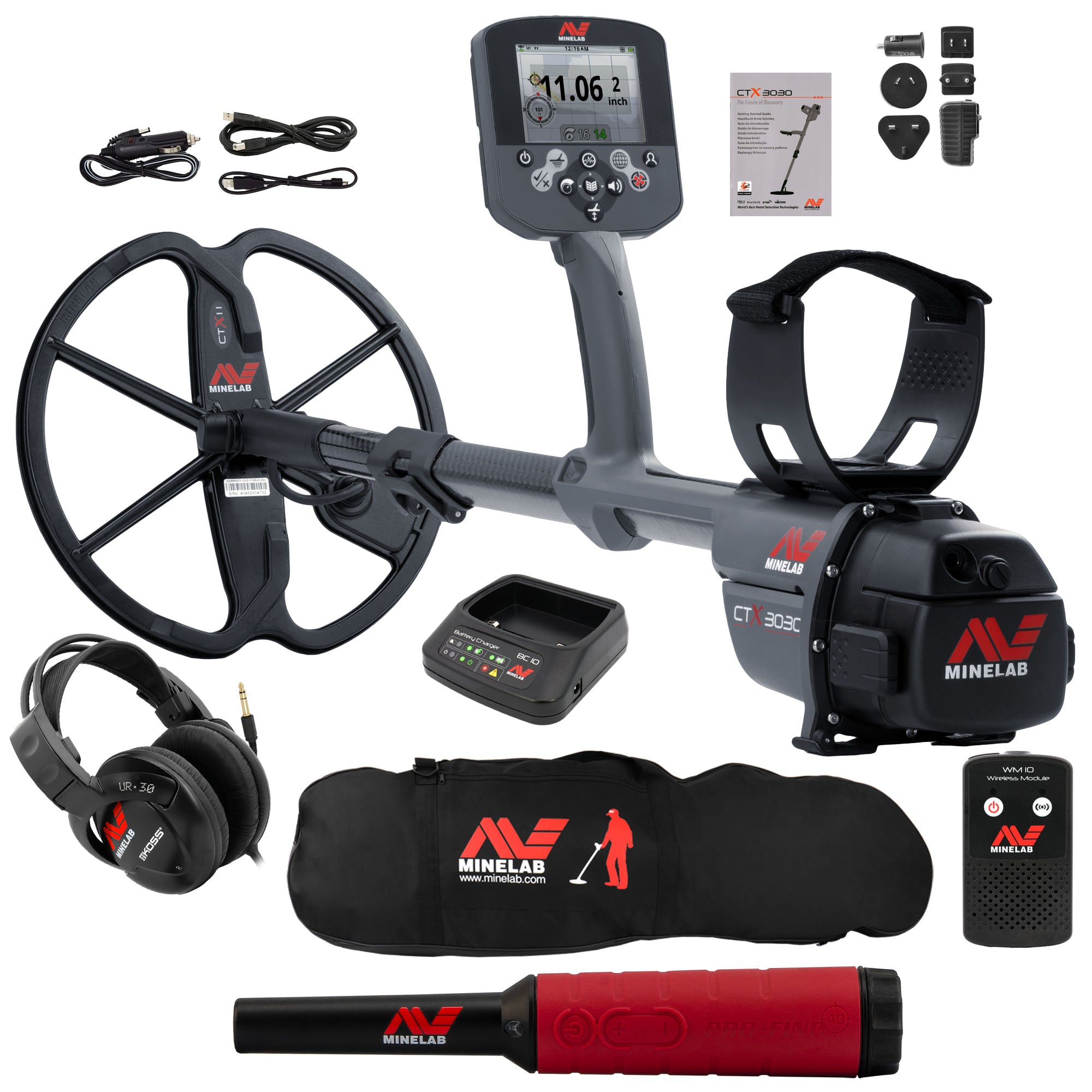 Minelab CTX 3030 Professional Waterproof Metal Detector with Wireless Audio & GPS - Includes Carry Bag & Pro-Find 40 Pinpointer - Perfect for Treasure Hunting, Beach Combing & Relic Recovery