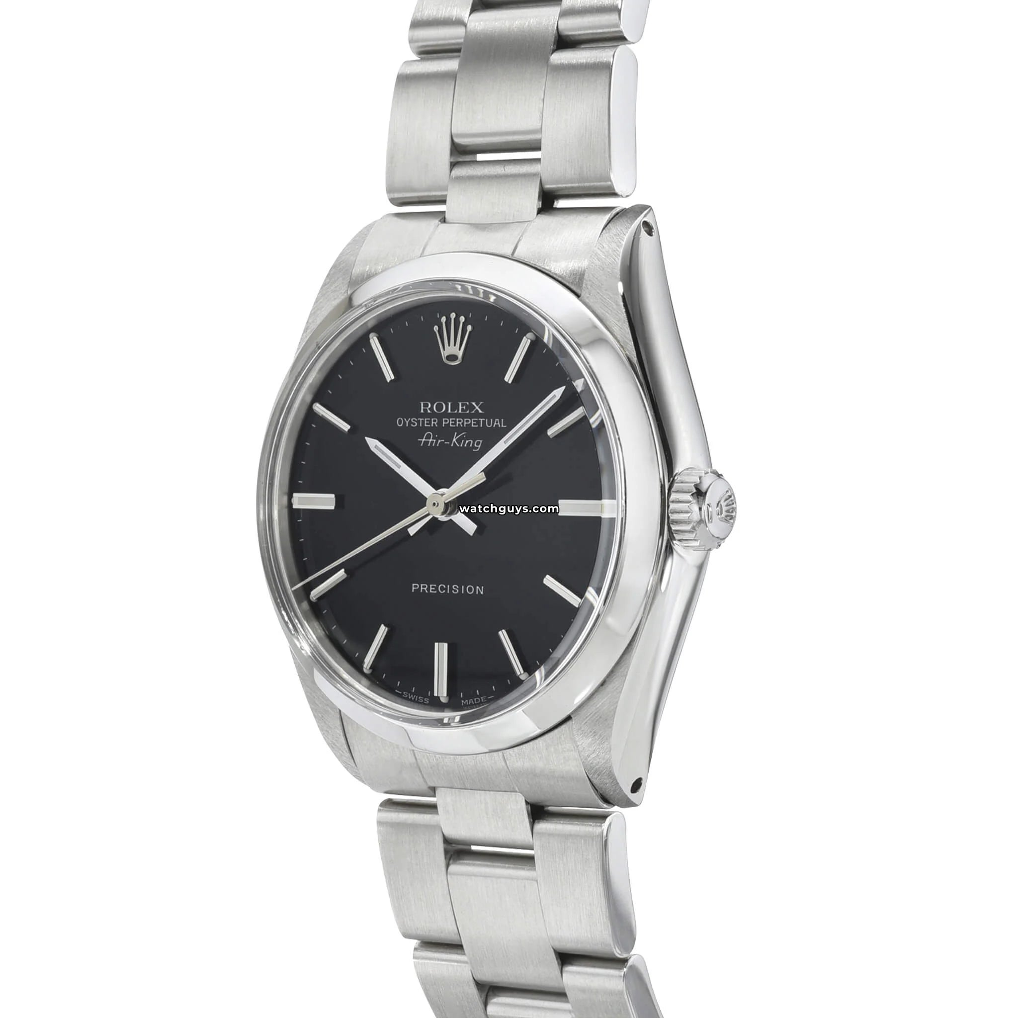 Authentic Rolex Air King 5500 Men's Watch - Black Dial Stainless Steel - Luxury Dress & Casual Timepiece for Business, Travel & Special Occasions
