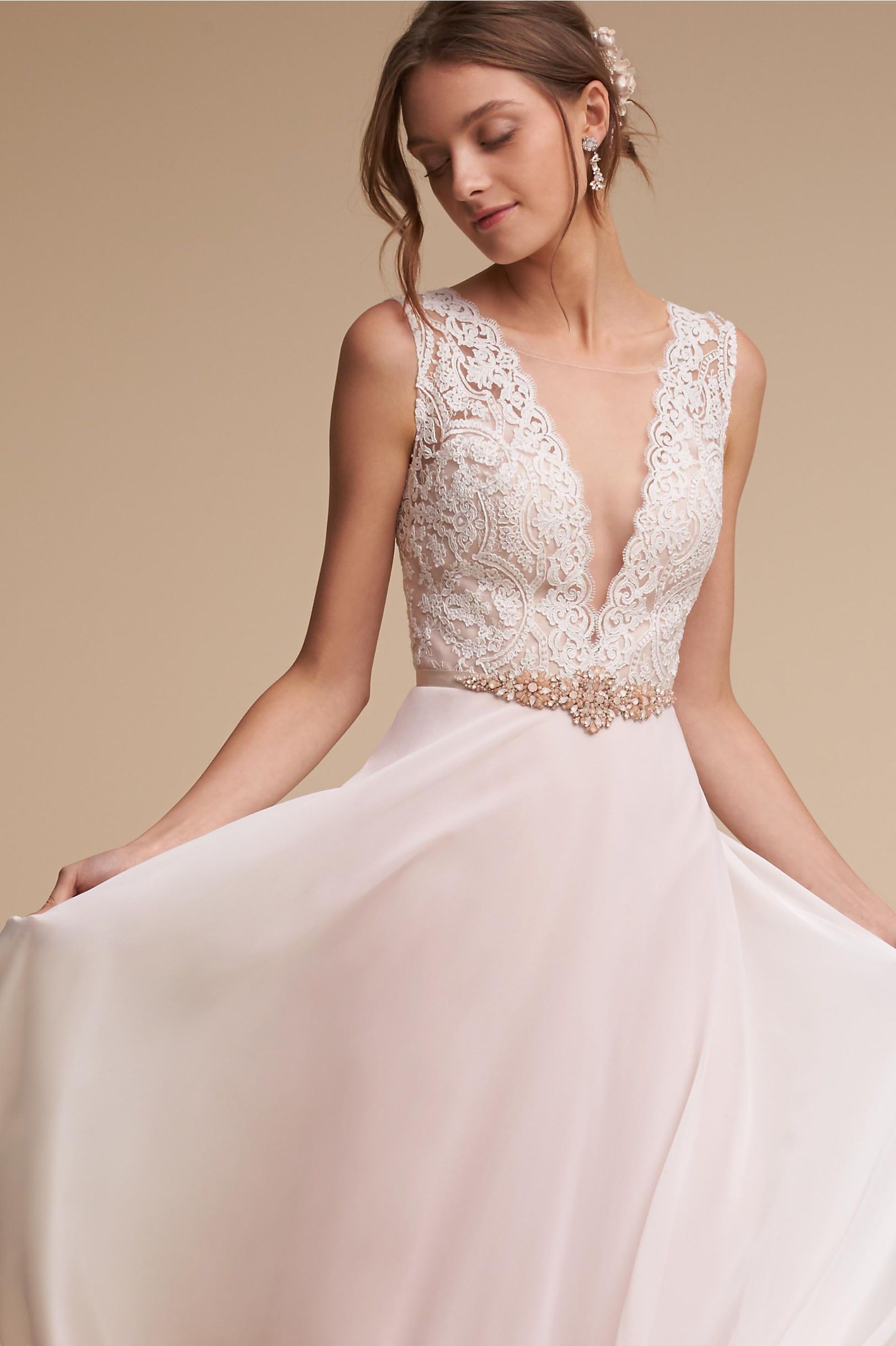 BHLDN Willowby by Watters Taryn Lace Wedding Gown - Elegant A-Line Bridal Dress for Beach, Garden & Outdoor Ceremonies