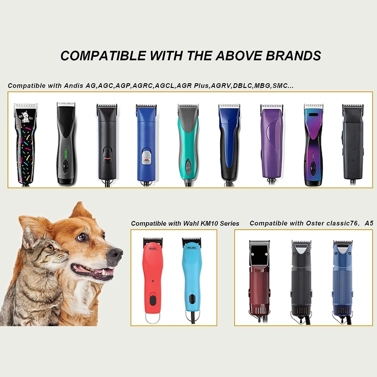 Premium Detachable Ceramic Blade for Dog Grooming - 4 Pack (9.5-19mm Cut Length) - Compatible with Ainds, Oster A5, Wahl KM10 & More - Chrome Silver Finish - Perfect for Professional Groomers & Pet Owners at Home