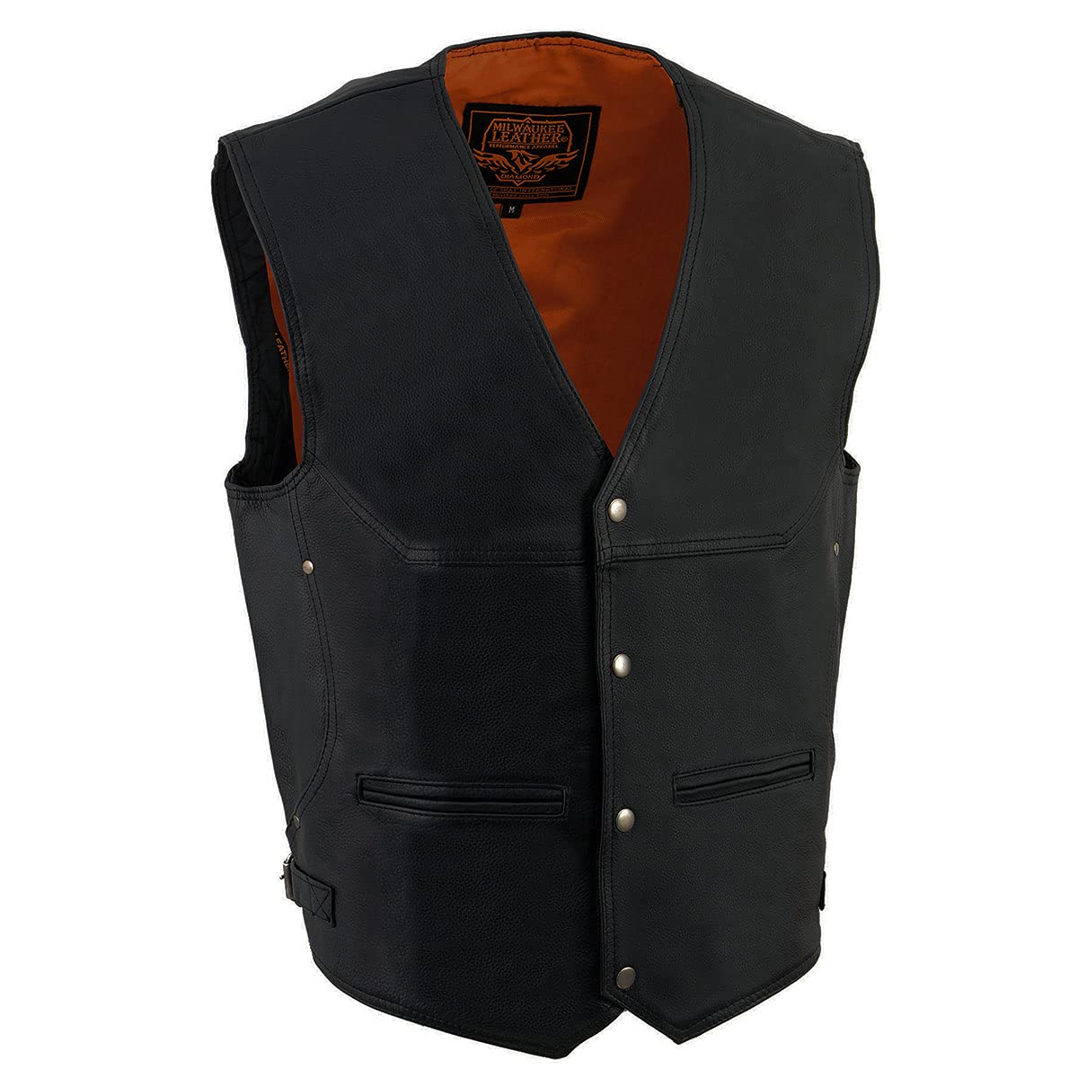 Milwaukee Leather ML1927 Men's Black Leather Motorcycle Vest with Adjustable Side Buckles | Biker Jacket for Harley Davidson & Cruiser Riders | Perfect for Riding, Motorcycle Shows & Outdoor Events
