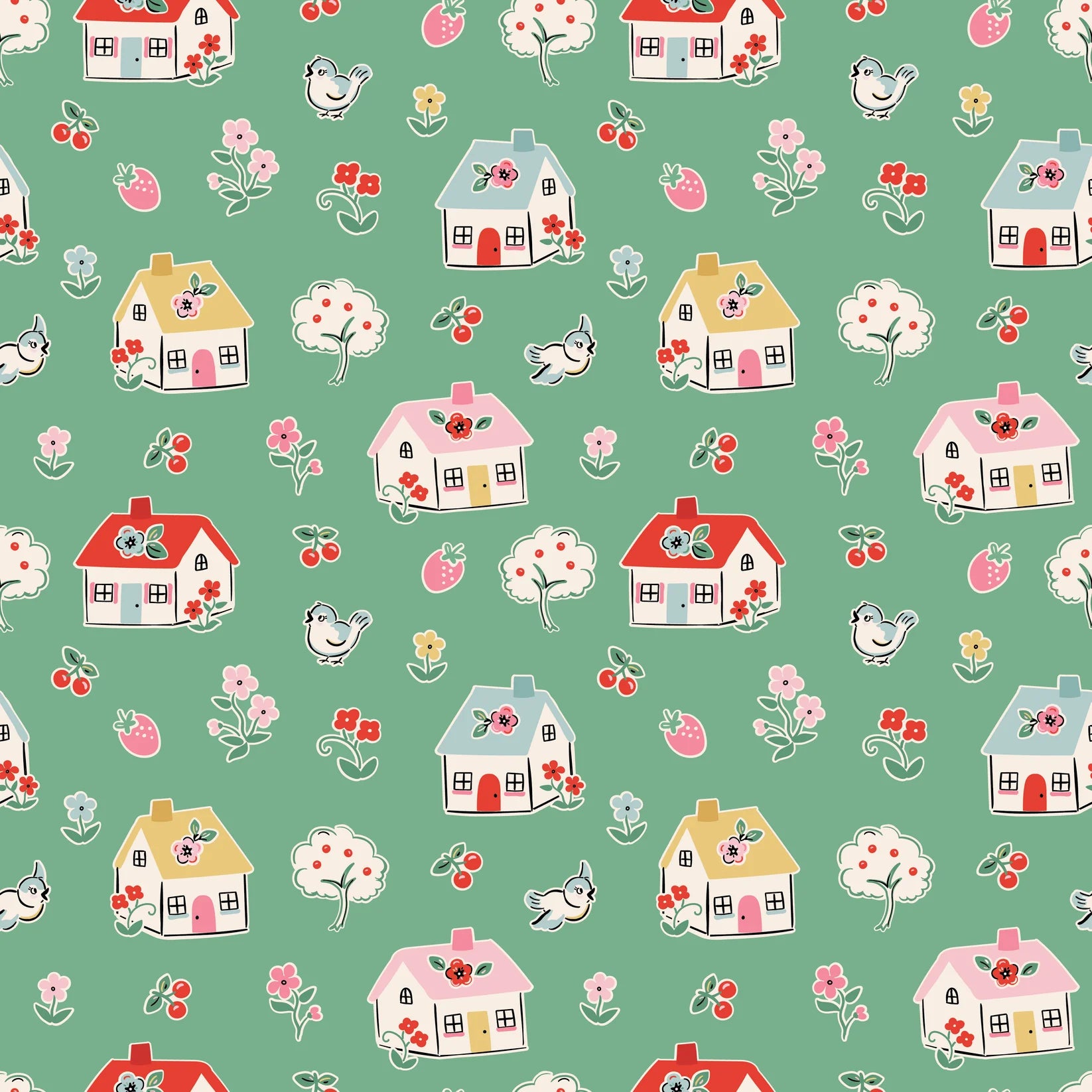 Poppie Cotton Happy Home Green VR24457 - Cozy Home Decor for Living Room, Bedroom & Office - Soft & Stylish Throw Pillow Cover