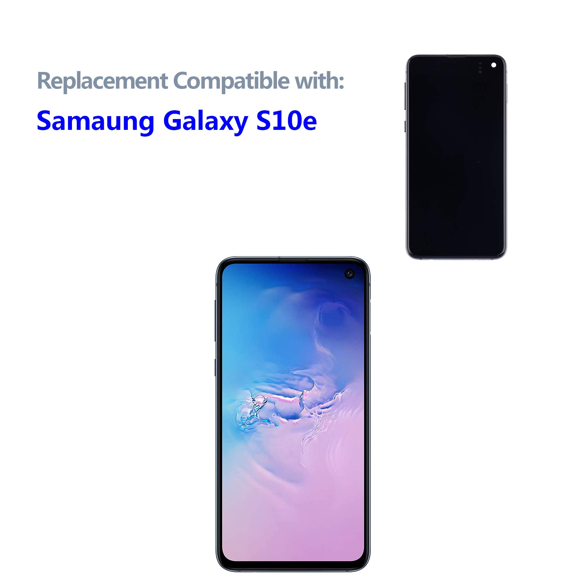 Samsung Galaxy S10e G970/G970F/G9730U AM-OLED Display Screen Replacement - Black Frame with Touch Screen & Repair Tools Kit - Perfect for DIY Phone Screen Fix at Home or Office