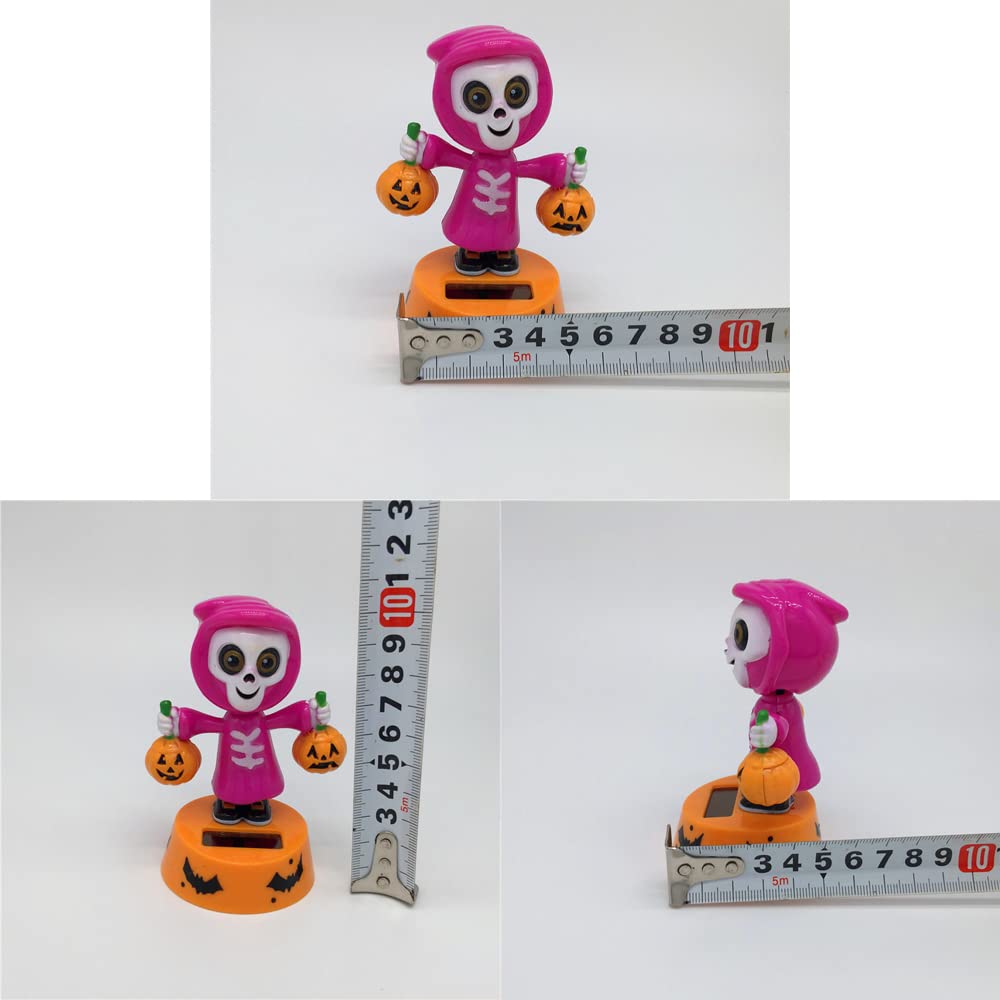 Solar Powered Dancing Skeleton Pumpkin Figurine - Halloween Car & Office Desk Decor - Fun Animated Solar Dancing Figure for Home, Garden, Party Decoration