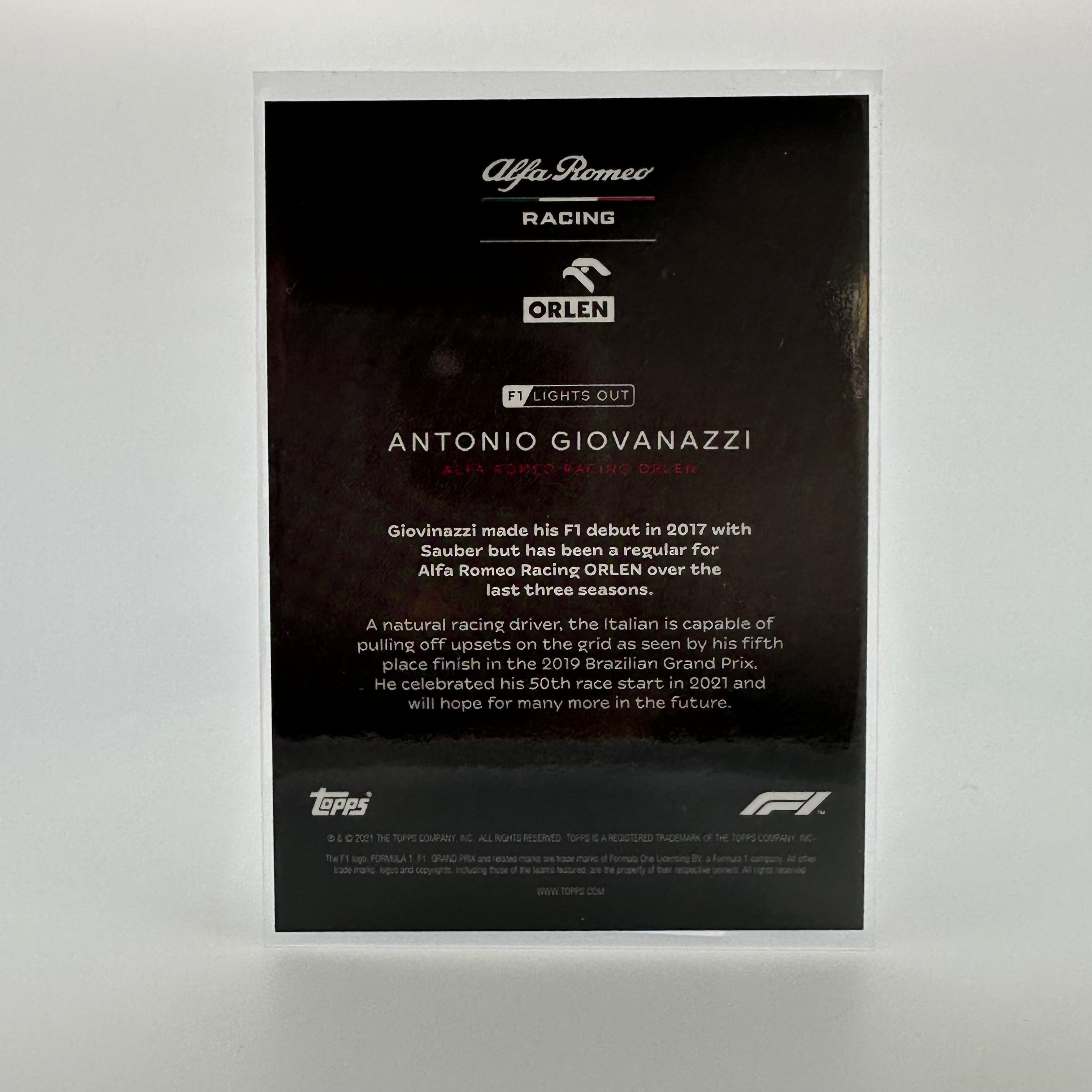 50 Antonio Giovinazzi F1 Racing Driver Aqua Parallel Collectible Card - Perfect for F1 Fans, Sports Memorabilia Collectors & Trading Card Enthusiasts