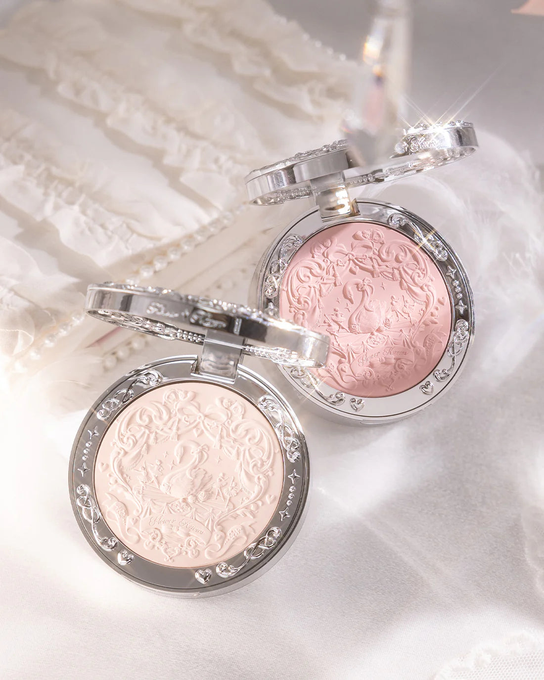 Flower Knows Rubor Swan Ballet Embossed Blush - Buildable Matte & Shimmer Powder for Cheeks | Perfect for Everyday Wear, Date Night & Special Occasions