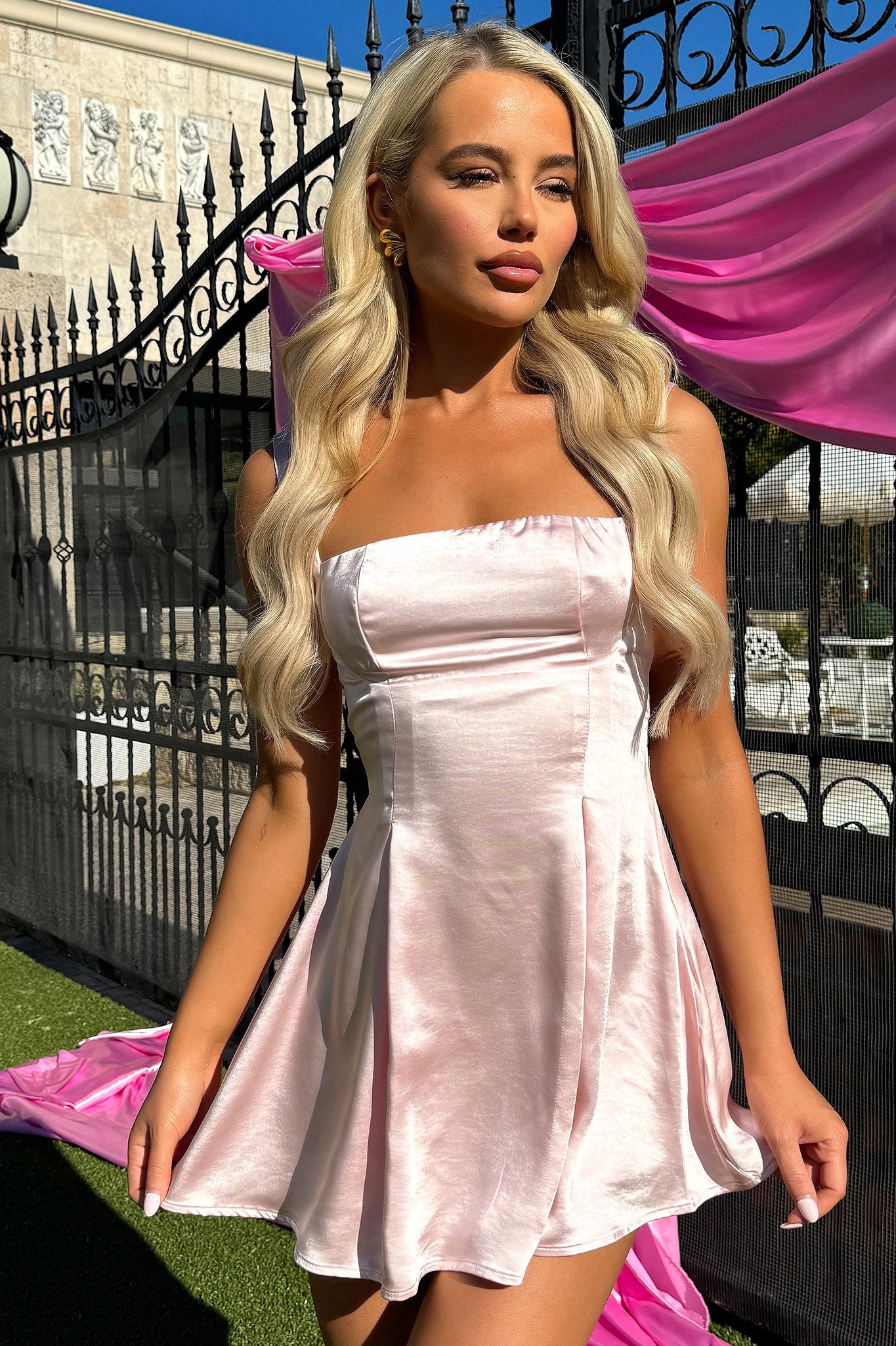 Edina Dress - Elegant Pink Flowy Midi Dress for Women | Perfect for Casual Outings, Date Nights & Summer Parties