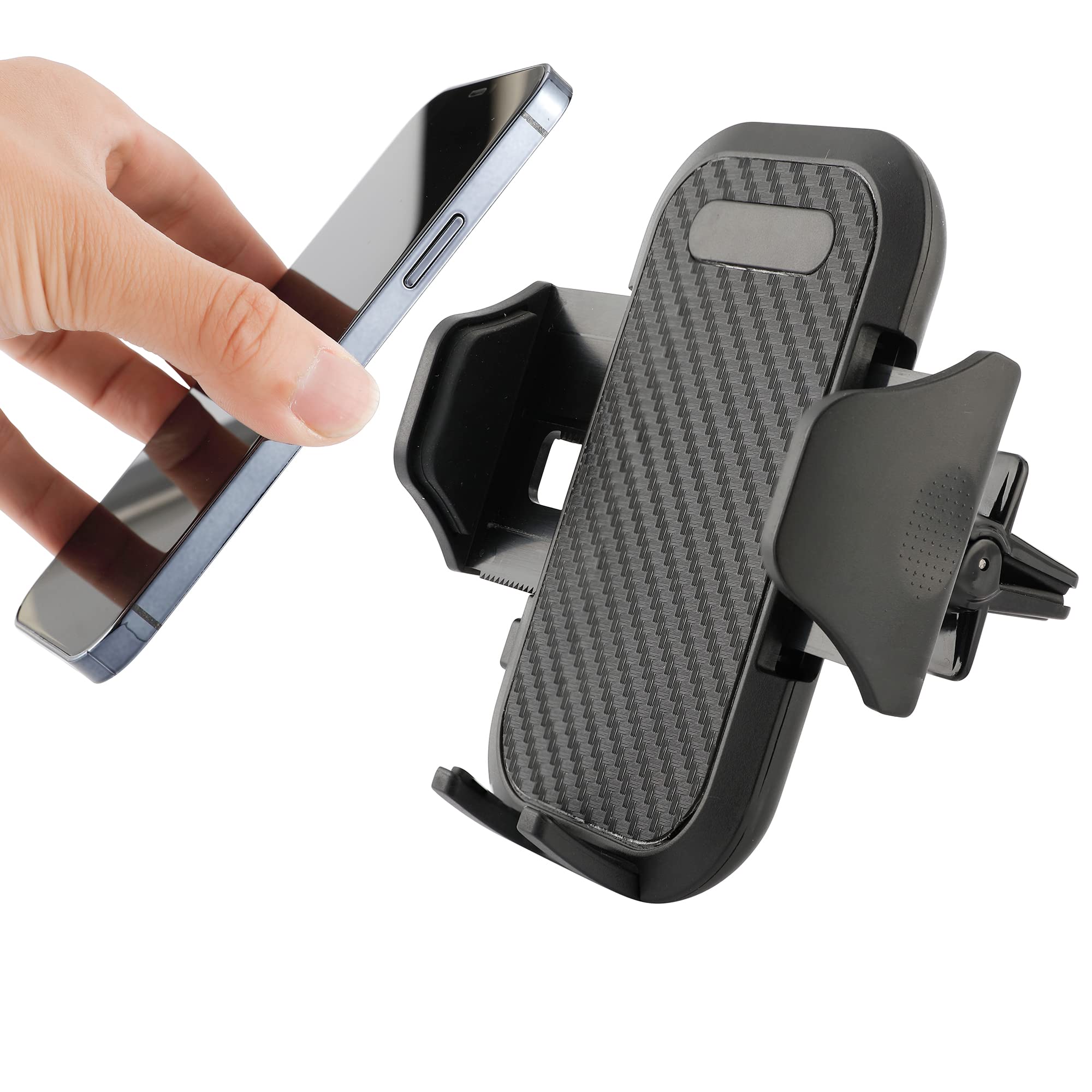 LAX Gadgets Universal Car Phone Holder - Adjustable Air Vent Phone Mount with Secure Clip, Cradle-Type Car Phone Stand for iPhone, Samsung & All Smartphones - Perfect for Hands-Free Driving & GPS Navigation