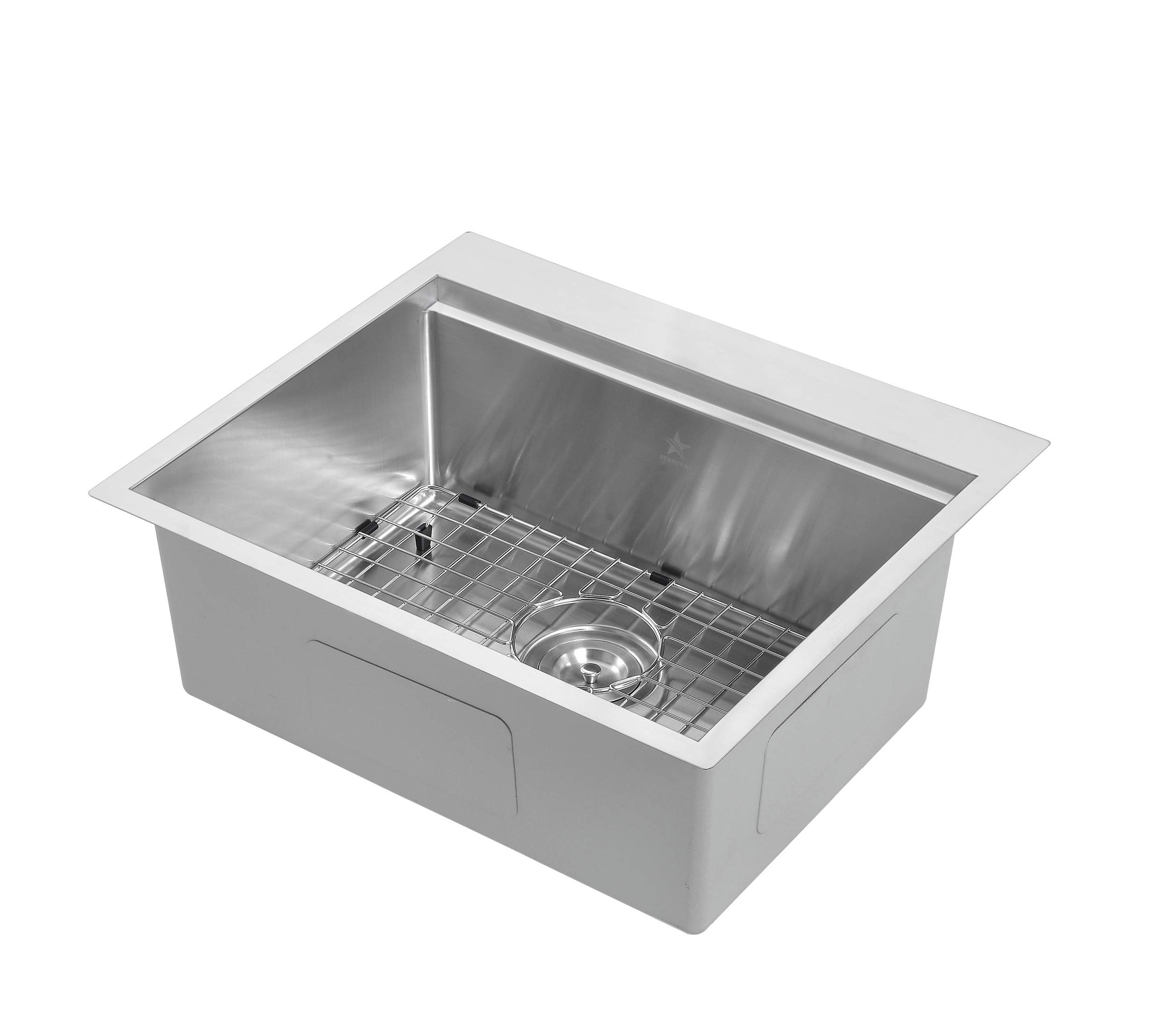 STARSTAR 304 Stainless Steel Single Bowl Kitchen Sink - Drop-in/Topmount for Workstation, Yard, Bar, Laundry & Office - Includes Drain Grid, Colander, Cutting Board & Strainer (21