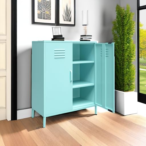 Novogratz Cache 2-Door Metal Locker Storage Cabinet in Mint Green - Perfect for Home, Office, Dorm & Garage Organization
