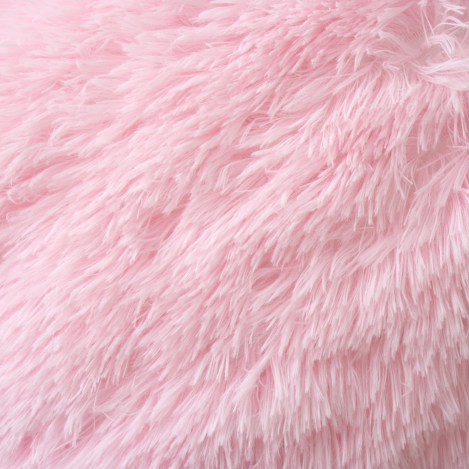 ANRODUO 2 Pack Fluffy Faux Fur Throw Pillow Covers 18x18 Inch - Soft Plush Baby Pink Decorative Cushions for Sofa, Bed & Living Room - Luxury Mongolian Merino Style Home Decor for Spring & Cozy Comfort