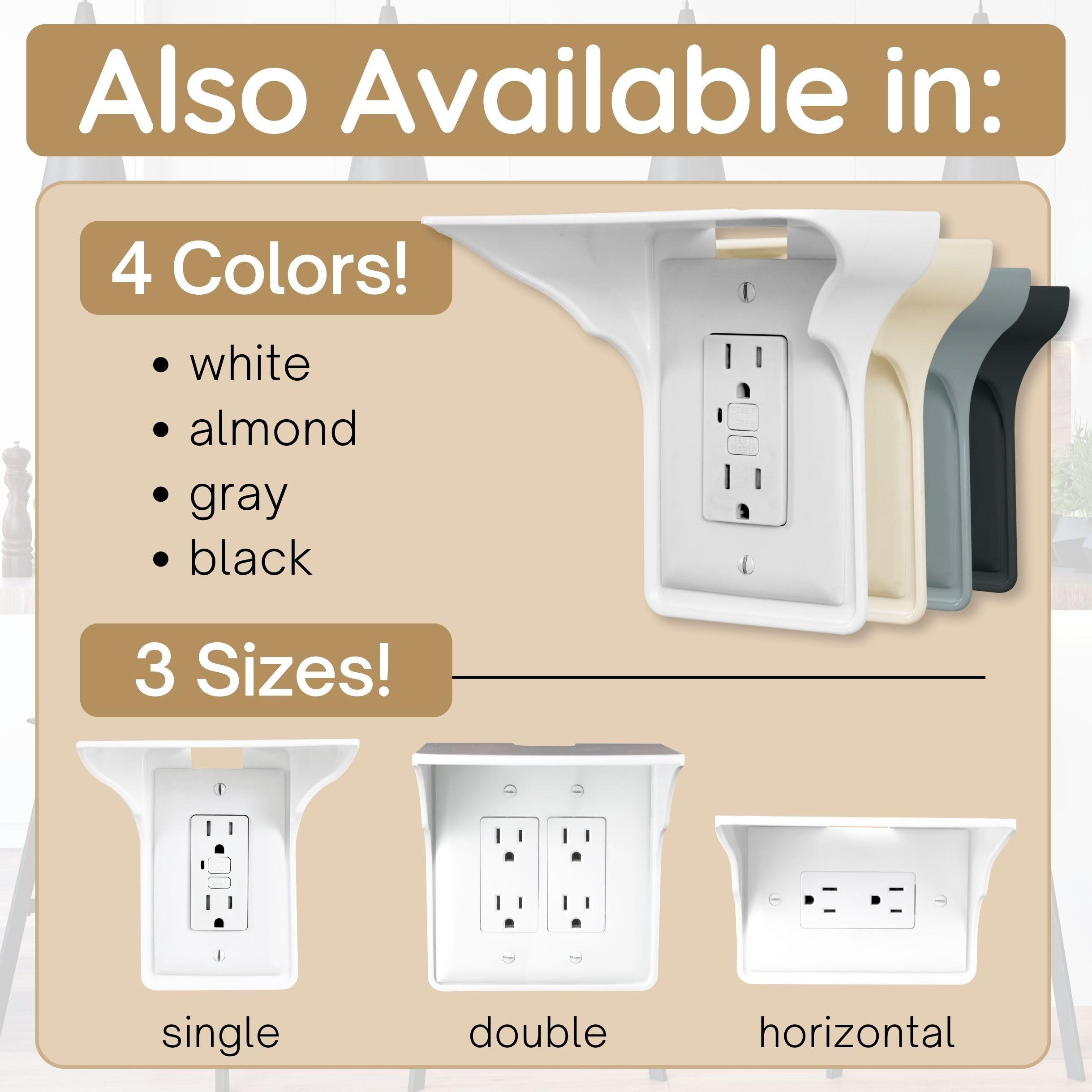 Power Perch Wall Outlet Shelf for Vertical Outlets - Cord Organizer with Velcro Strap | Perfect for Alexa Devices, WiFi Router Stand, Electric Toothbrush Holder | White Wall Shelf (1 Pack) | Ideal for Small Space Organization in Kitchen, Bathroom or Office