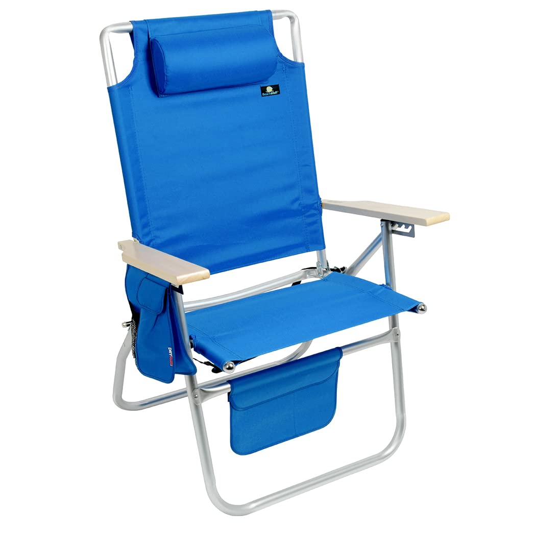 17 Inch Tall Beach Chair for Adults - 4 Reclining Positions & Elevated Design - Perfect for Beach, Poolside, Camping & Outdoor Relaxation